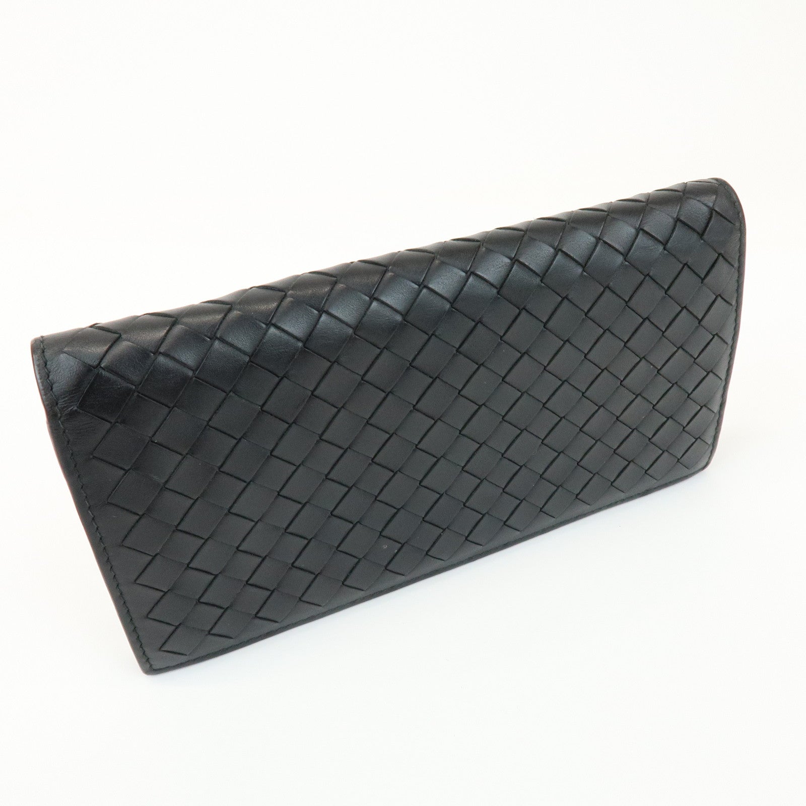 BOTTEGA VENETA Intrecciato Leather Long Wallet Black