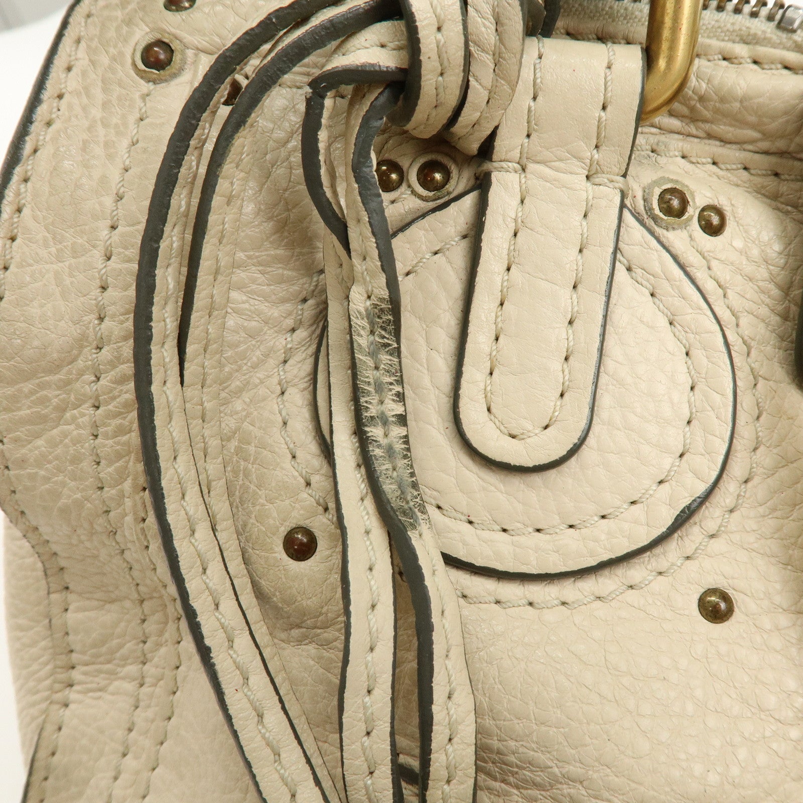 Chloe Paddington Leather Tote Bag Hand Bag White
