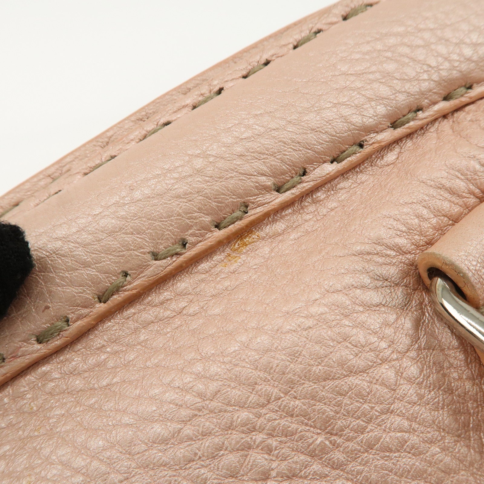 FENDI Selleria Leather Boston Bag Hand Bag Pink 8BN127 Used