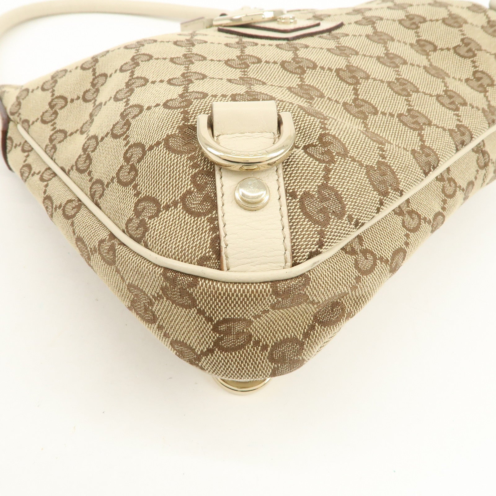 GUCCI Abbey GG Canvas Leather Shoulder Bag Beige Ivory 130738
