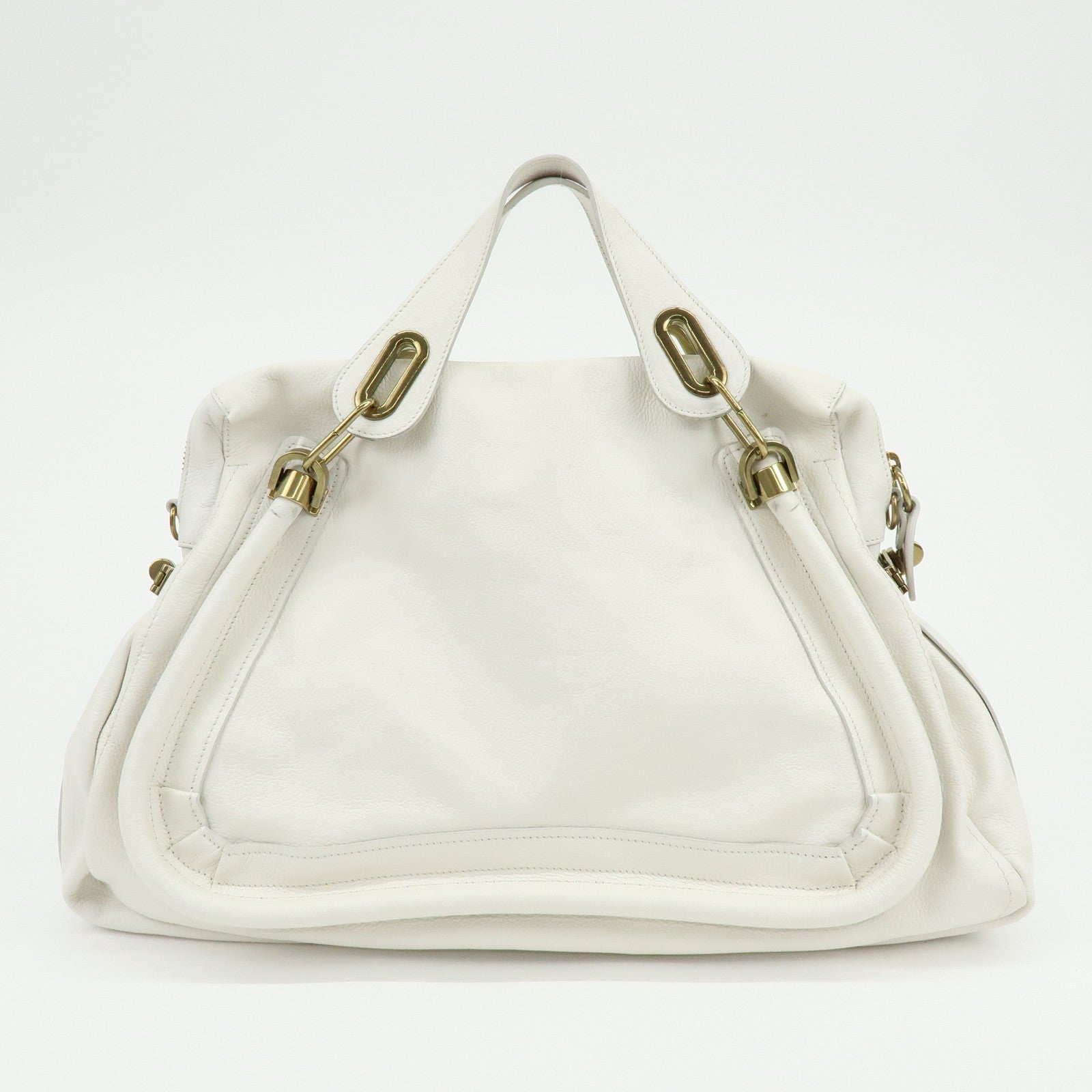 Chloe Paraty Leather 2Way Bag Hand Bag White