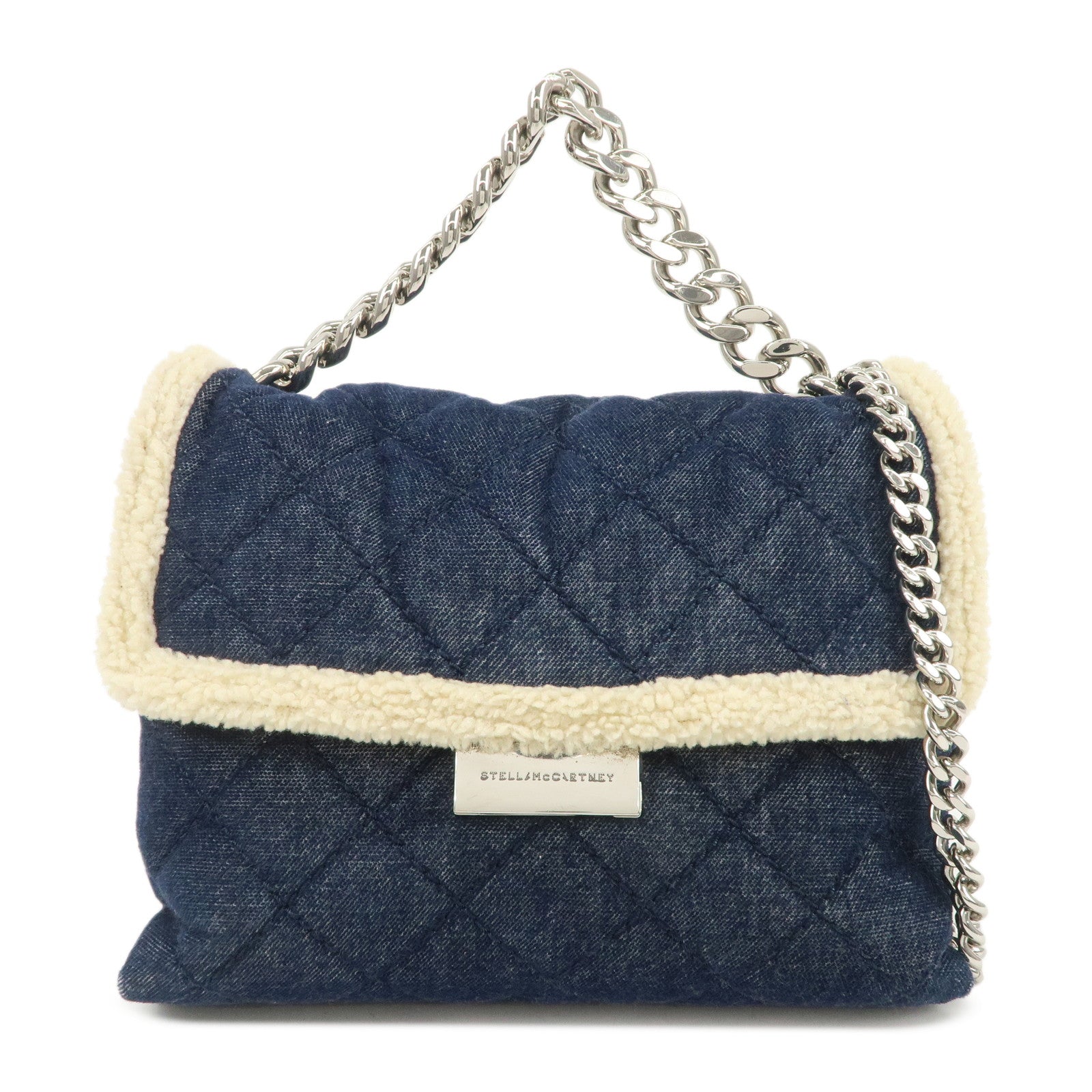 STELLA MCCARTNEY Denim Fur Falabella Shoulder Bag Crossbody Bag