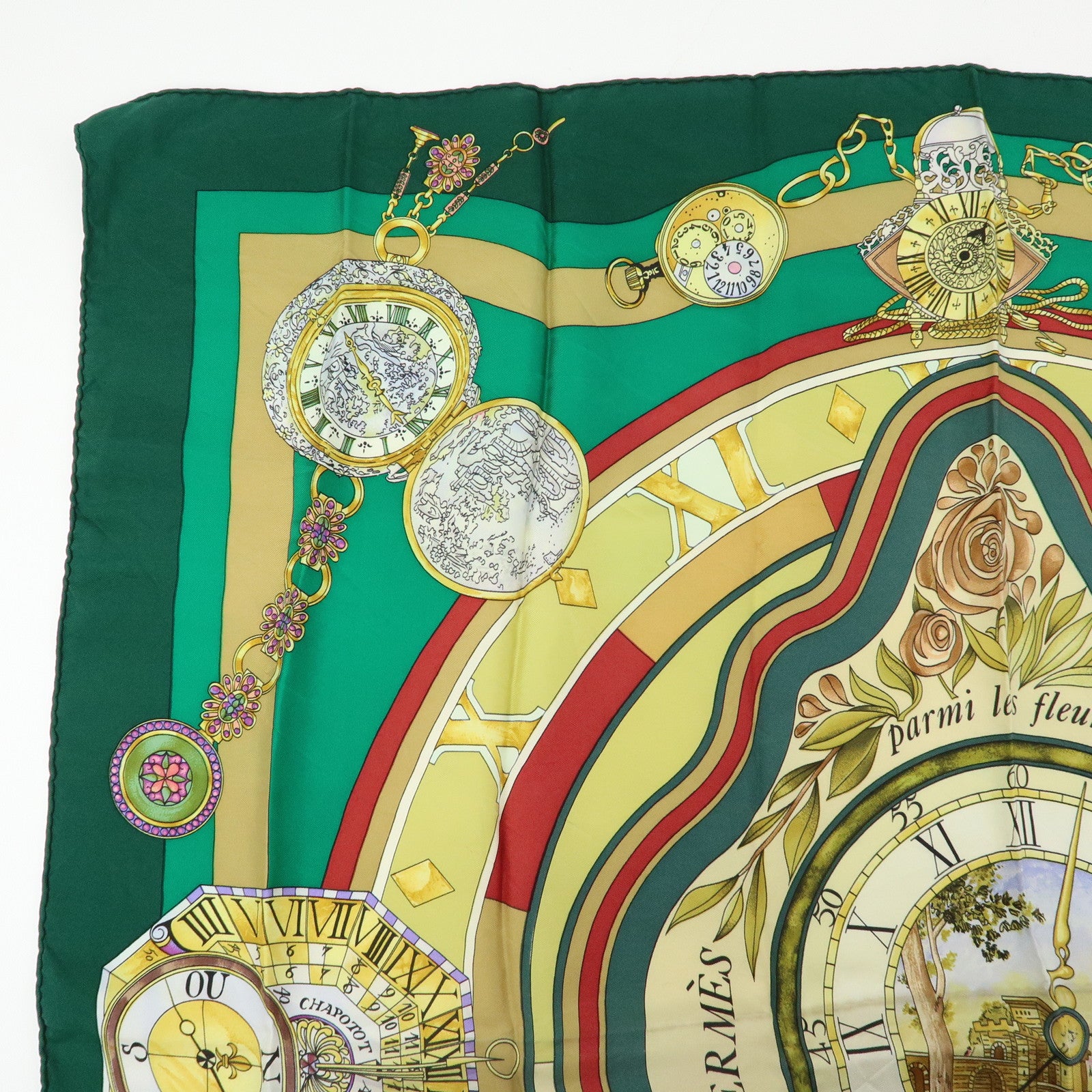 HERMES Carre 90 Set of 2 Silk 100% Scarf Navy Green