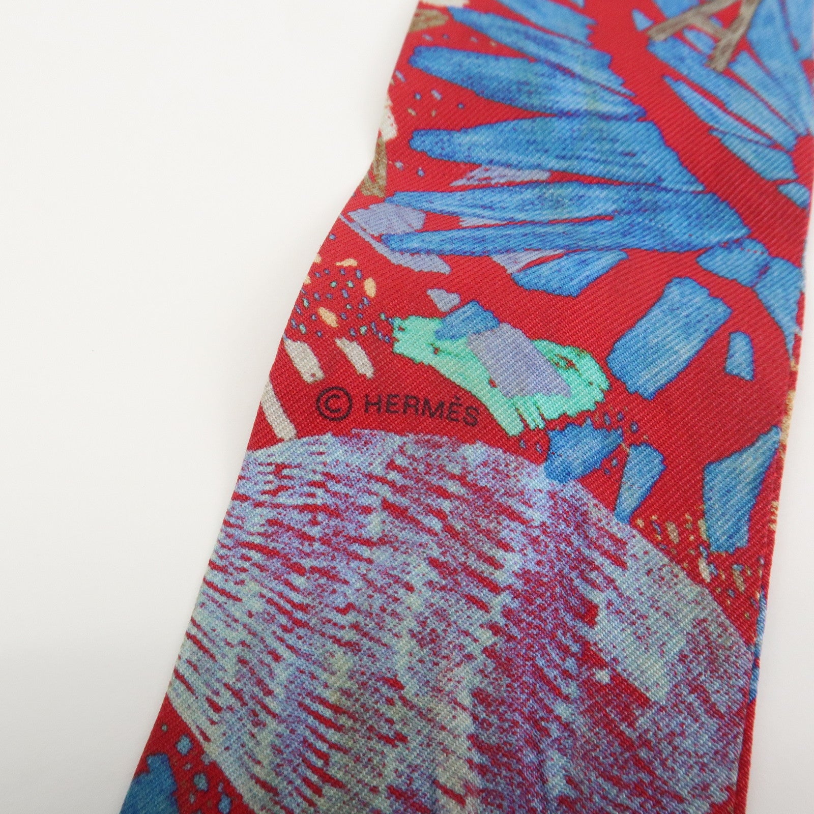 HERMES Twilly Silk 100% Scarf Chacun Fait Son Nid Red