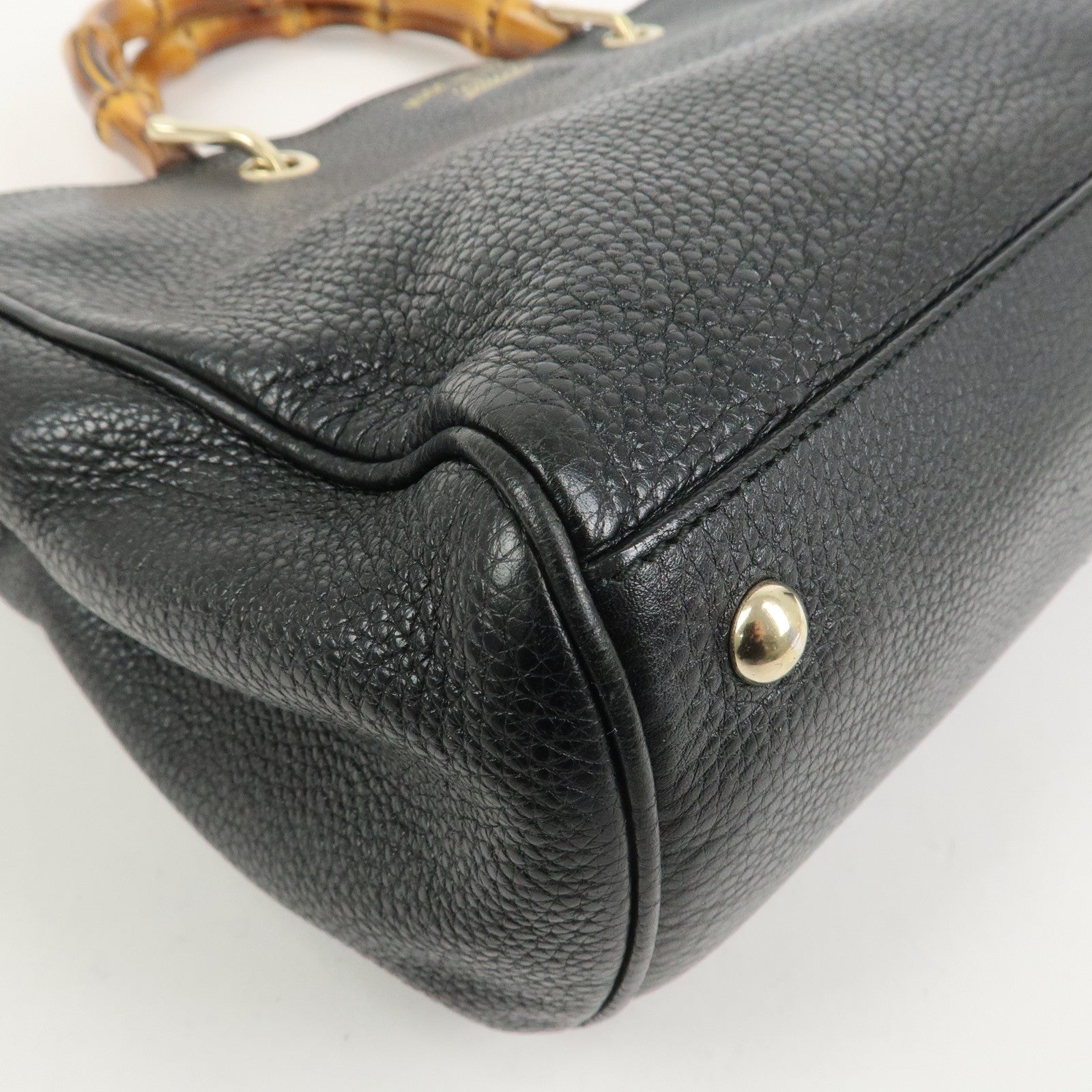 GUCCI Bamboo Shopper Medium 2Way Bag Shoulder Bag Black 323660