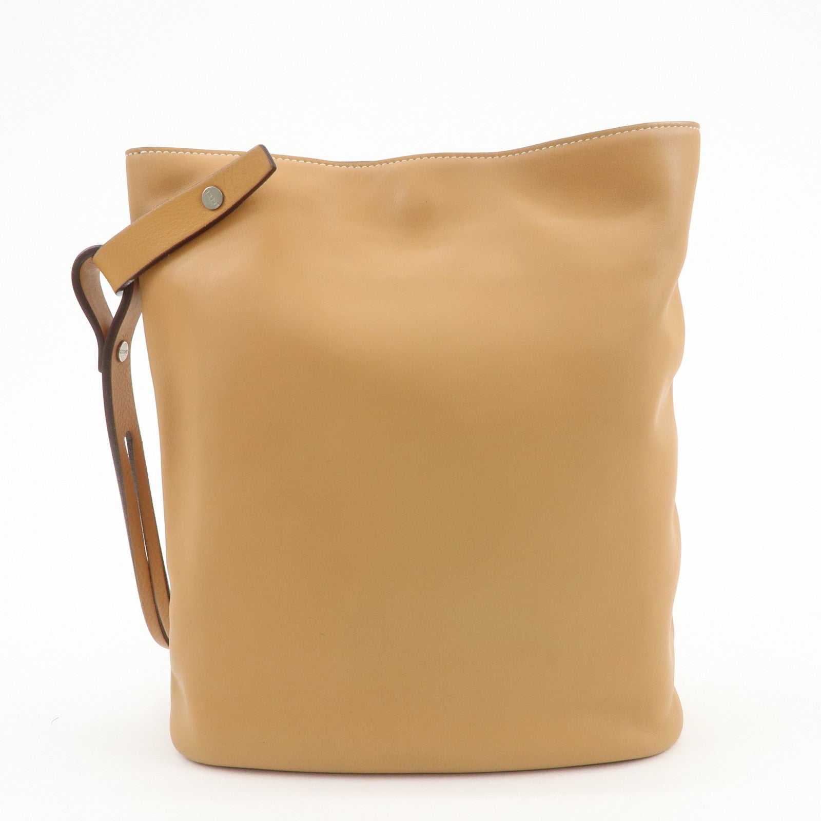LOEWE Logo Leather Shoulder Bag Hand Bag Tote Bag Light Brown