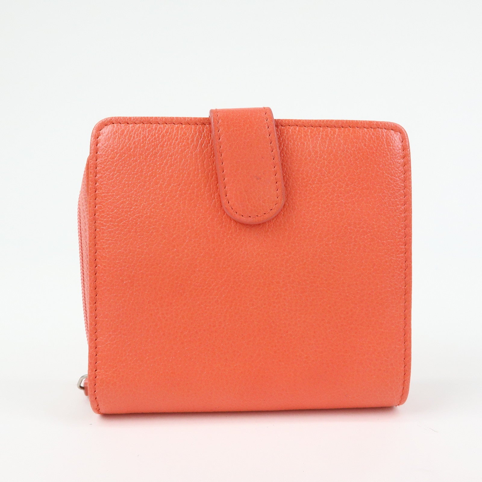 CHANEL Camellia Zip Around Leather Compact Wallet Rose Pink