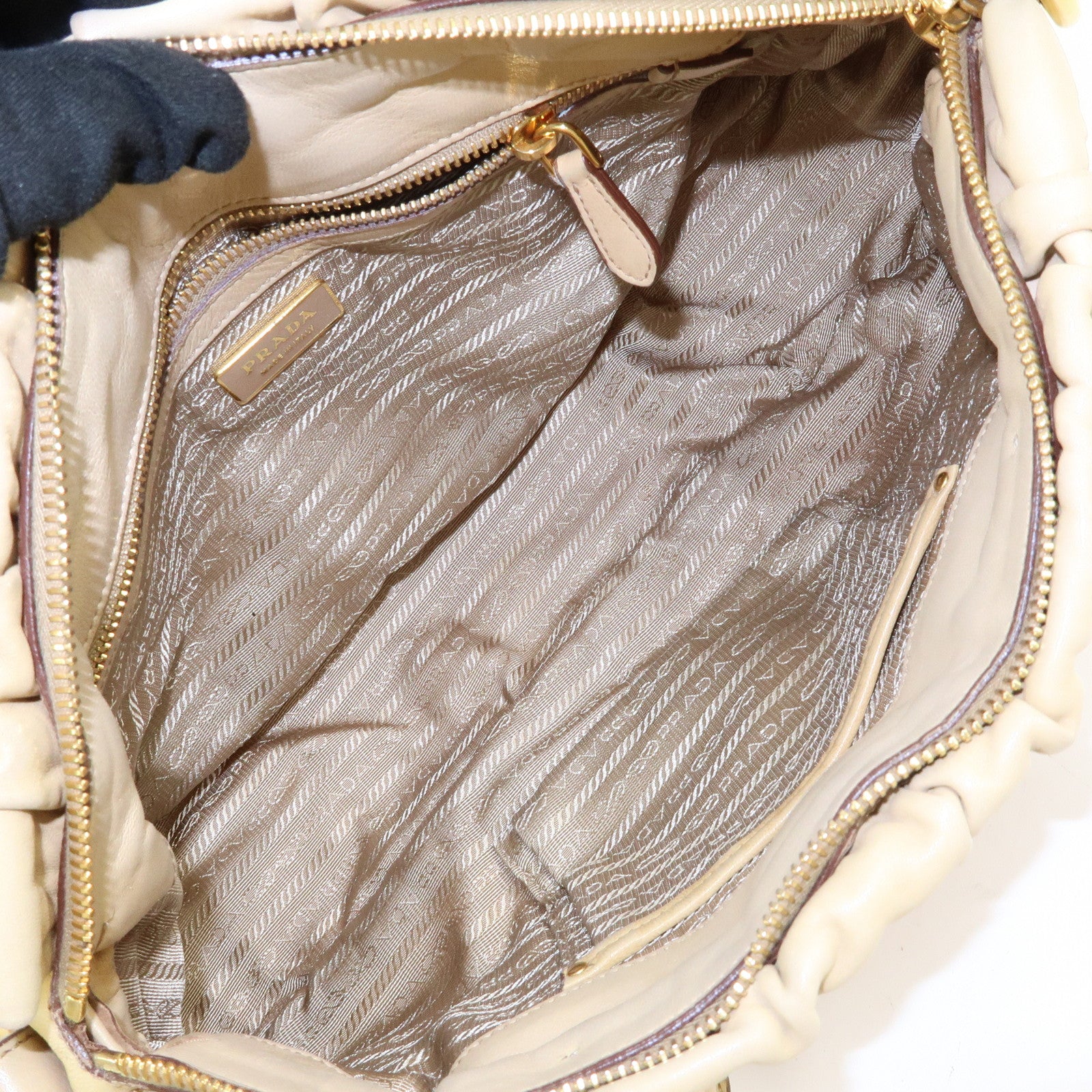 PRADA Nappa Leather 2Way Bag Hand Bag Shoulder Bag Camel BN1407