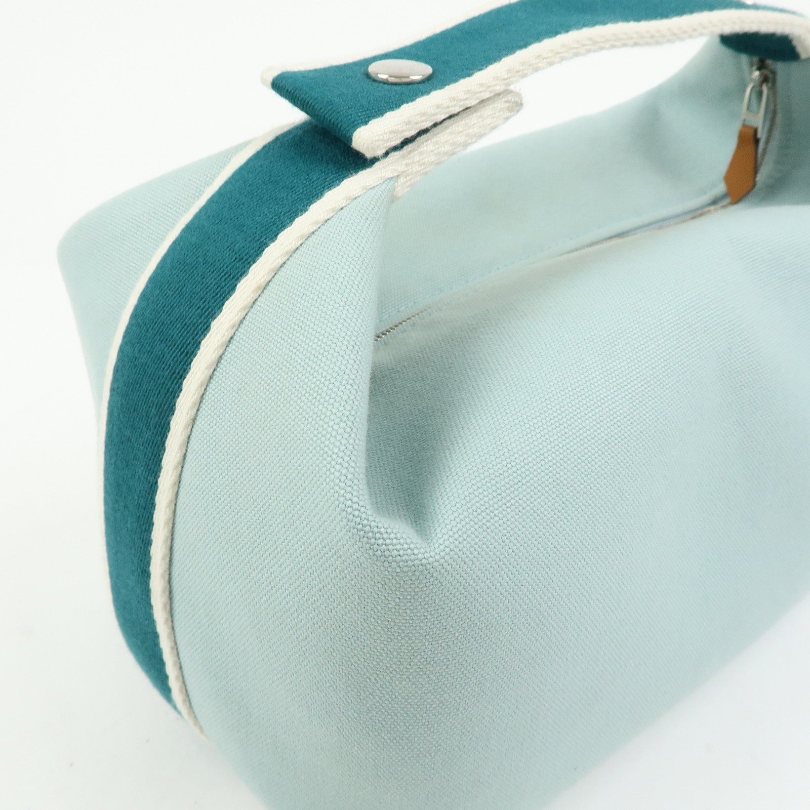 HERMES Bride A Brac GM Cotton Hand Bag Vanity Bag Light Blue