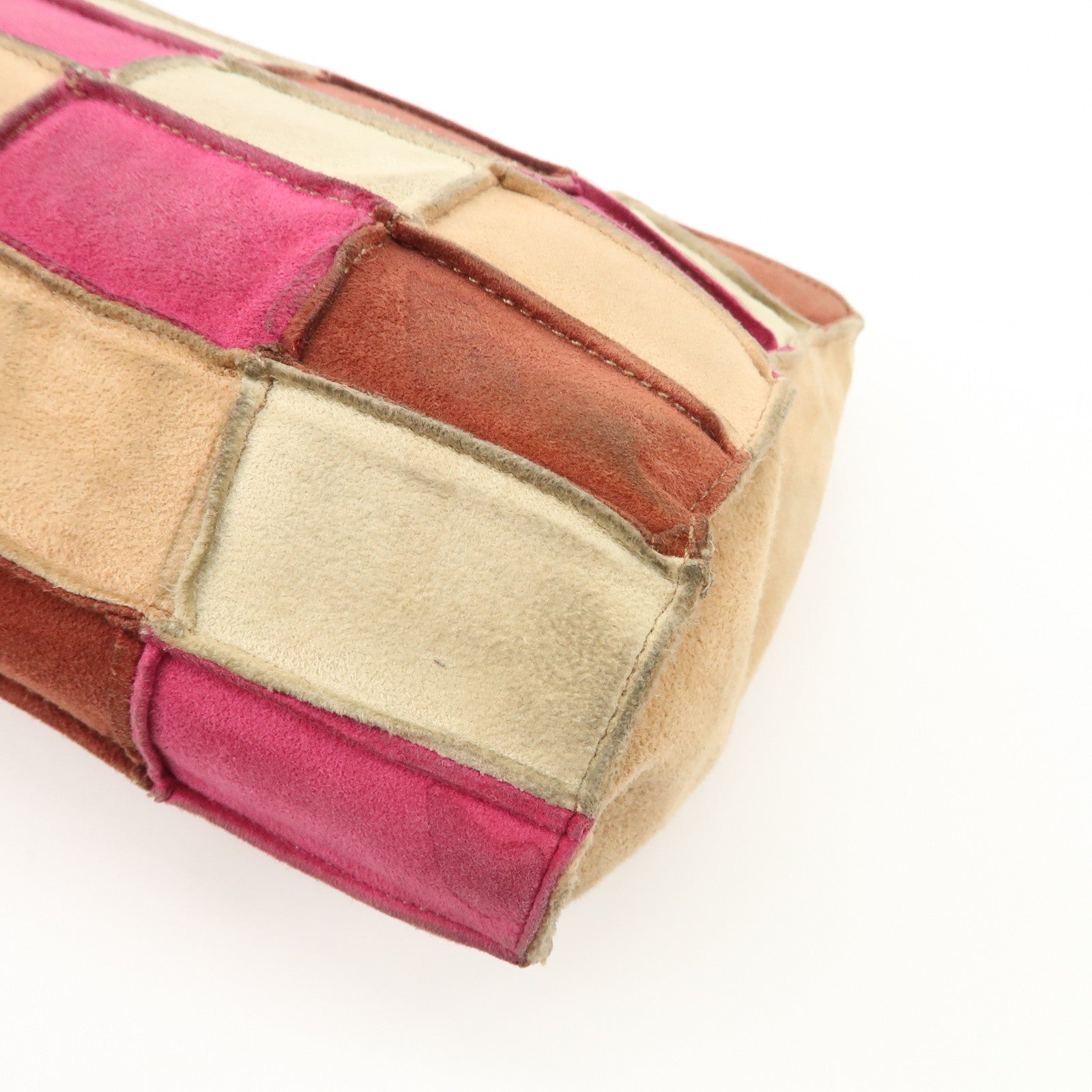 CHANEL 2.55 Suede Patchwork Chain Shoulder Bag Multicolor A14528 Used