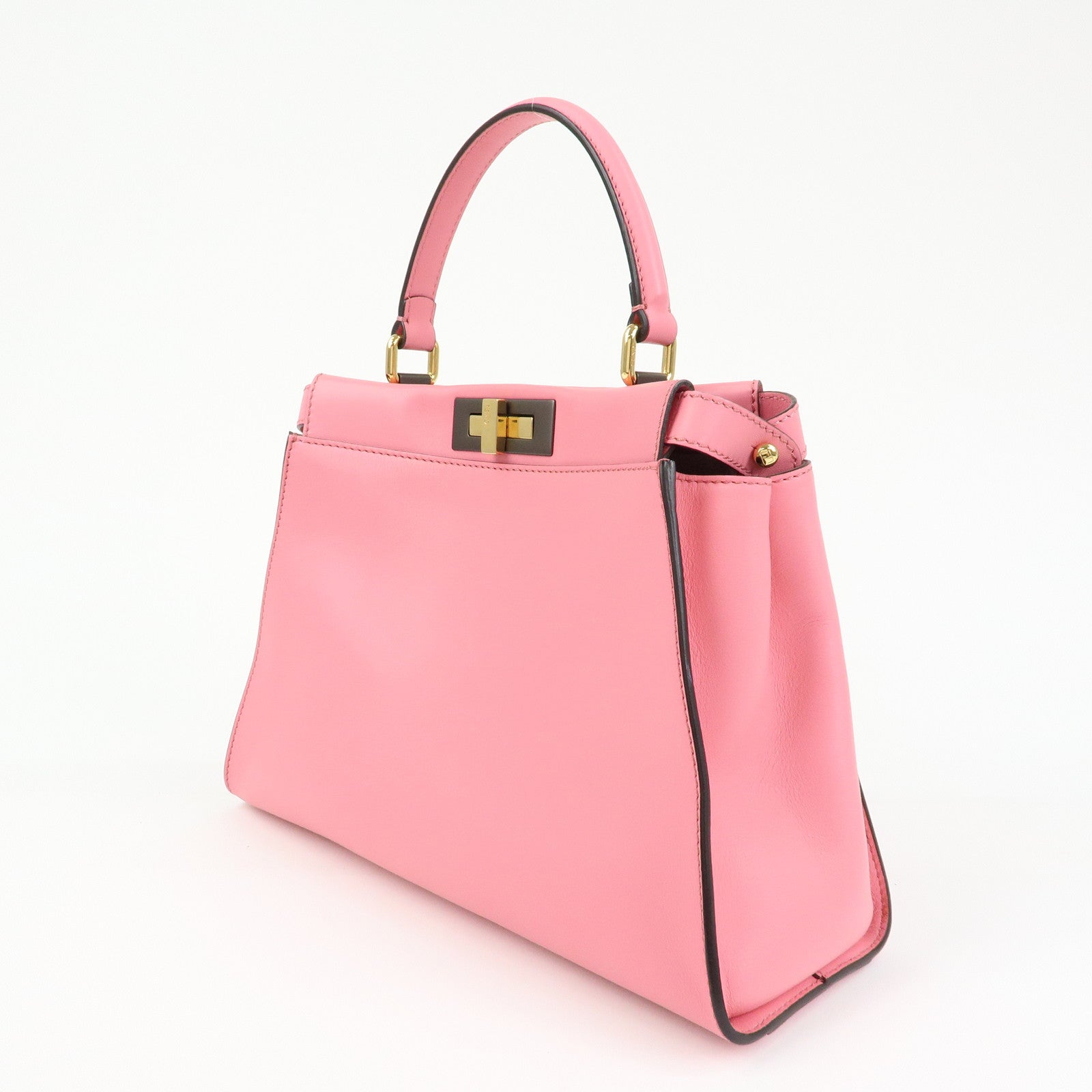 FENDI Peekaboo Leather 2Way Bag Hand Bag Shoulder Bag Pink 8BN290