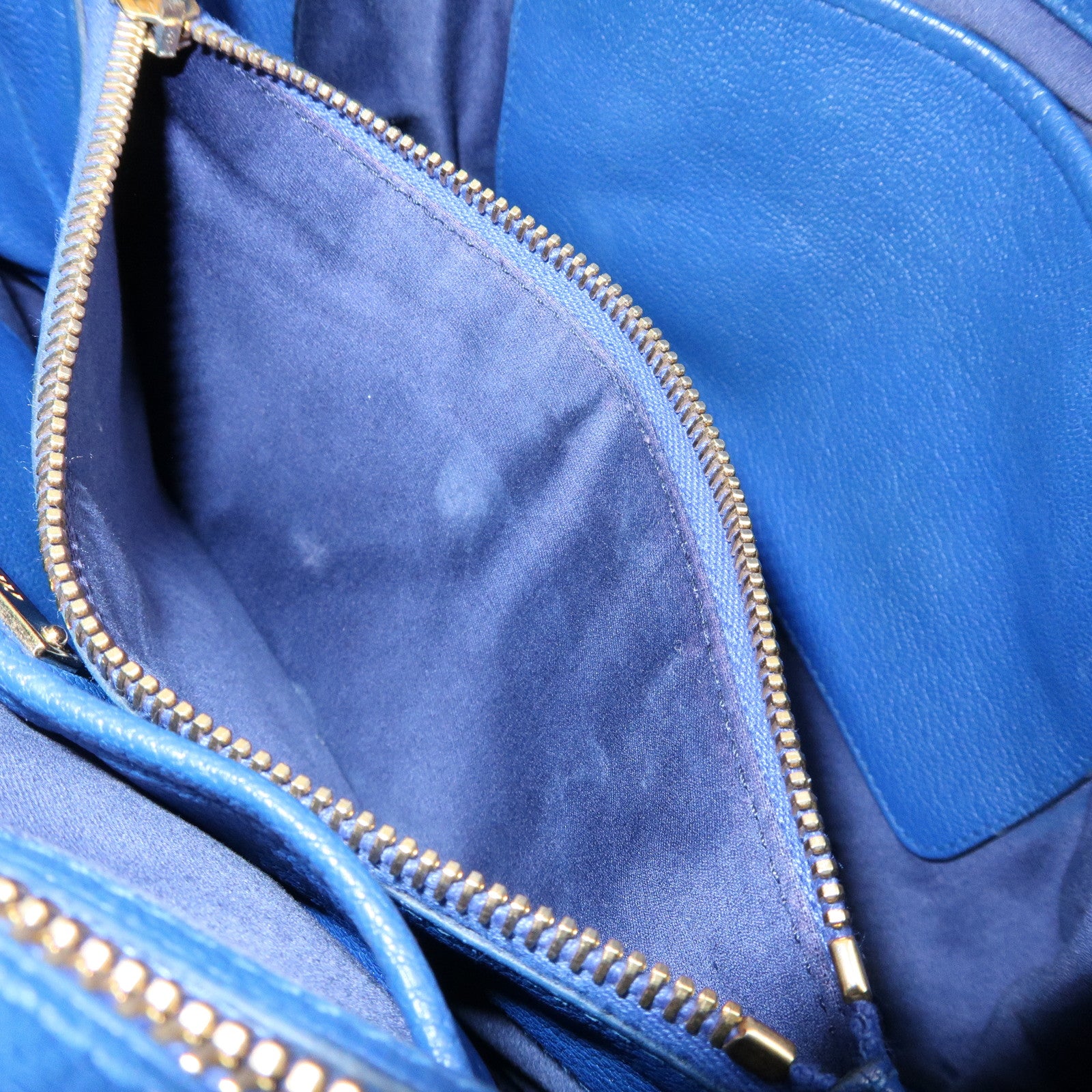 MIU MIU Madras Leather 2Way Bag Hand Bag Shoulder Bag Blue RL0097