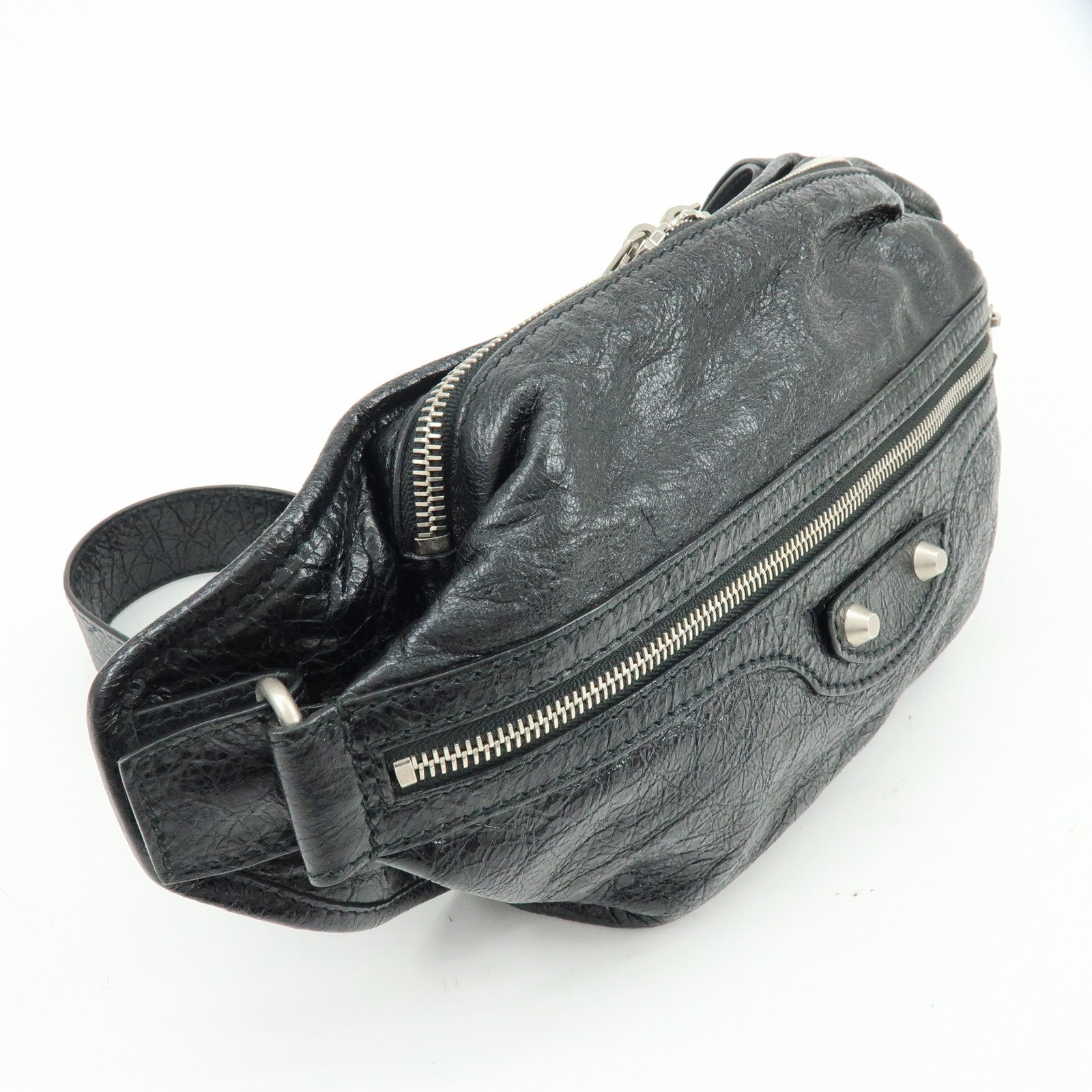 BALENCIAGA Neo Lift Leather Waist Bag Body Bag Black 542013
