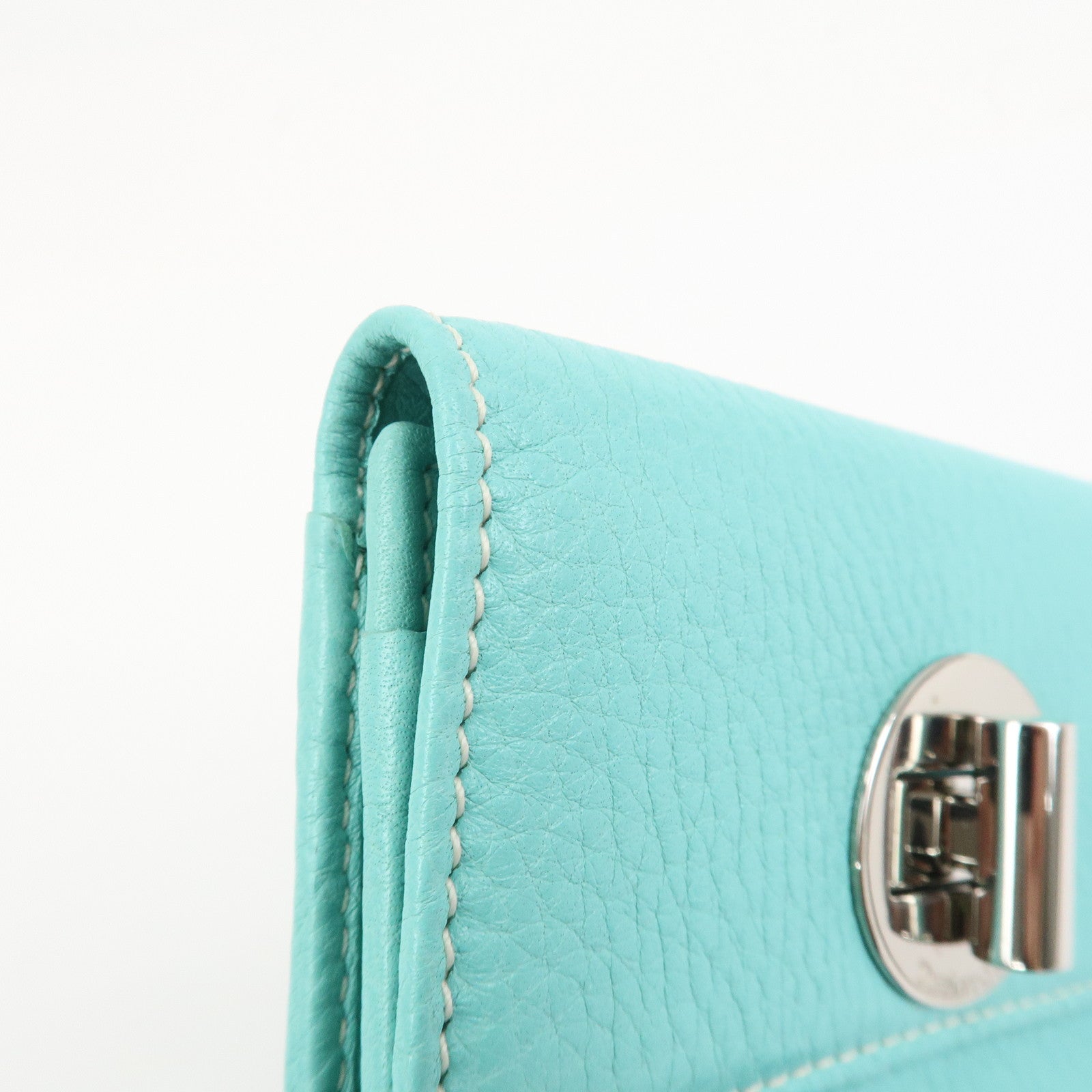 Tiffany & Co Leather Compact Bi-fold Wallet Tiffany Light Blue