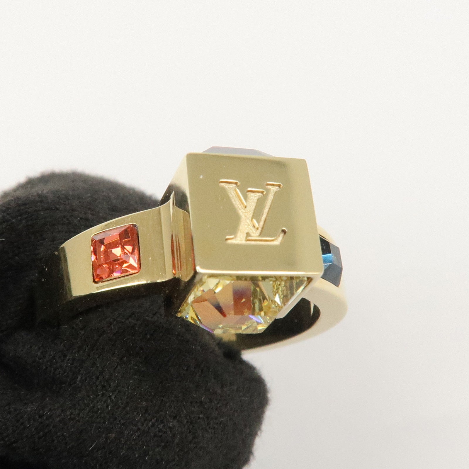 Louis Vuitton Bague Gamble Logo Metal Ring Gold M66824