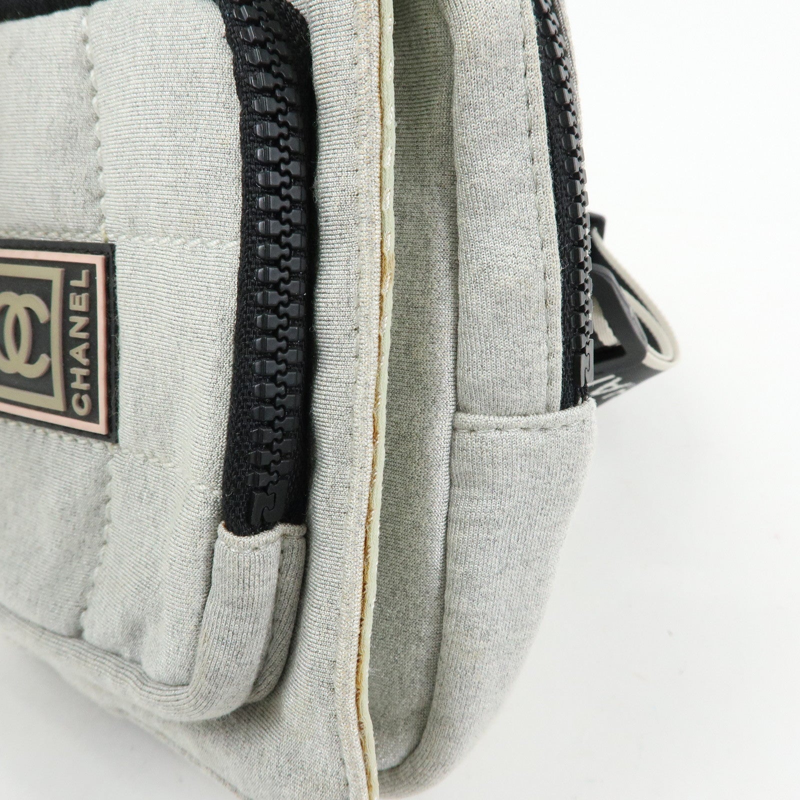 CHANEL CHANEL Sports Cotton Waist Bag Body Bag Gray