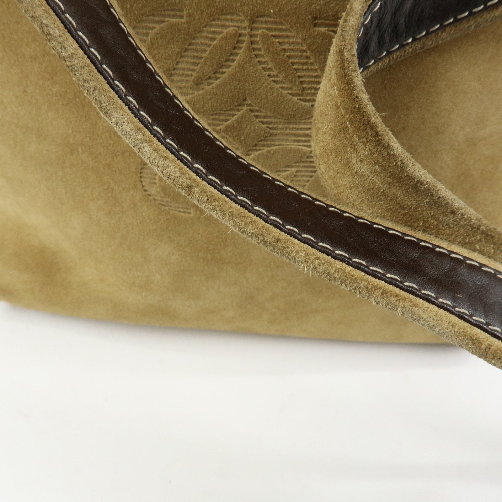 LOEWE Anagram Suede Leather Shoulder Bag Crossbody Bag Beige