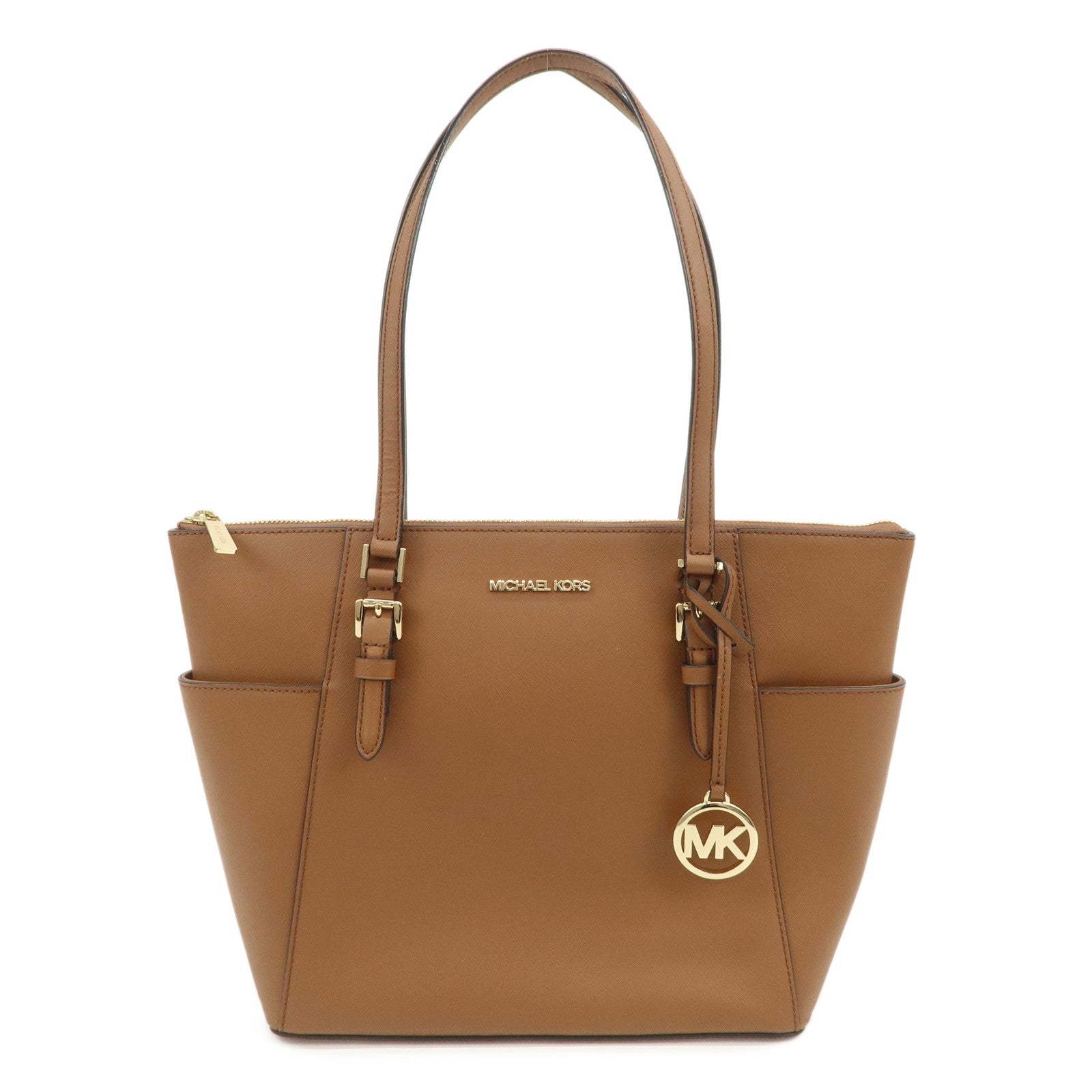 MICHAEL KORS Leather Tote Bag Shoulder Bag Brown Gold