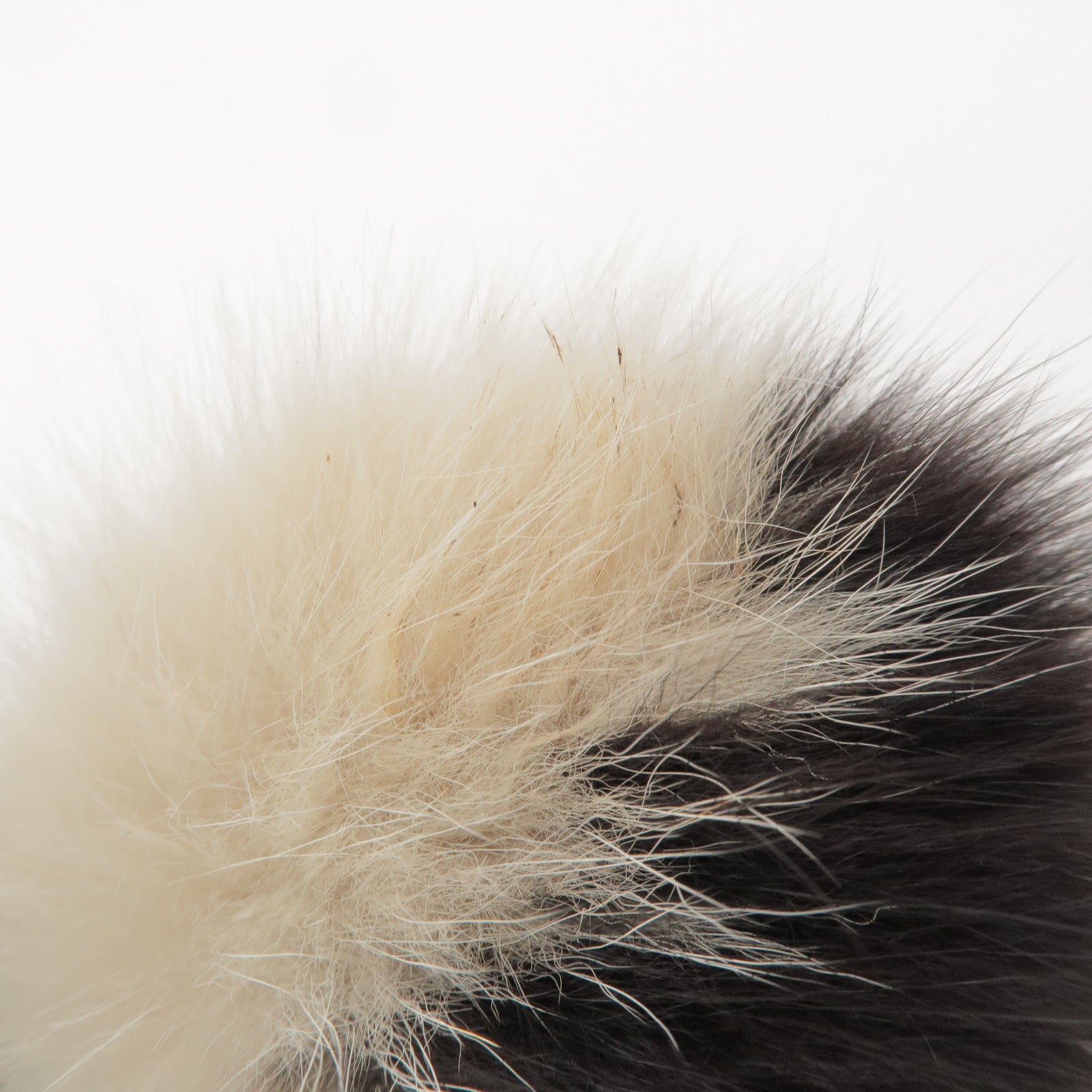 FENDI Fur Leather Bag Charm Key Chain Black White