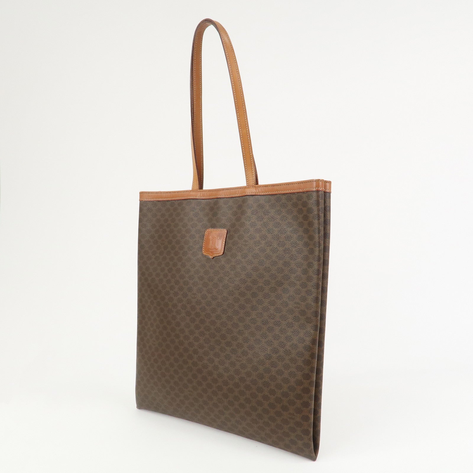 CELINE Macadam PVC Canvas Leather Tote Bag Shoulder Bag Brown