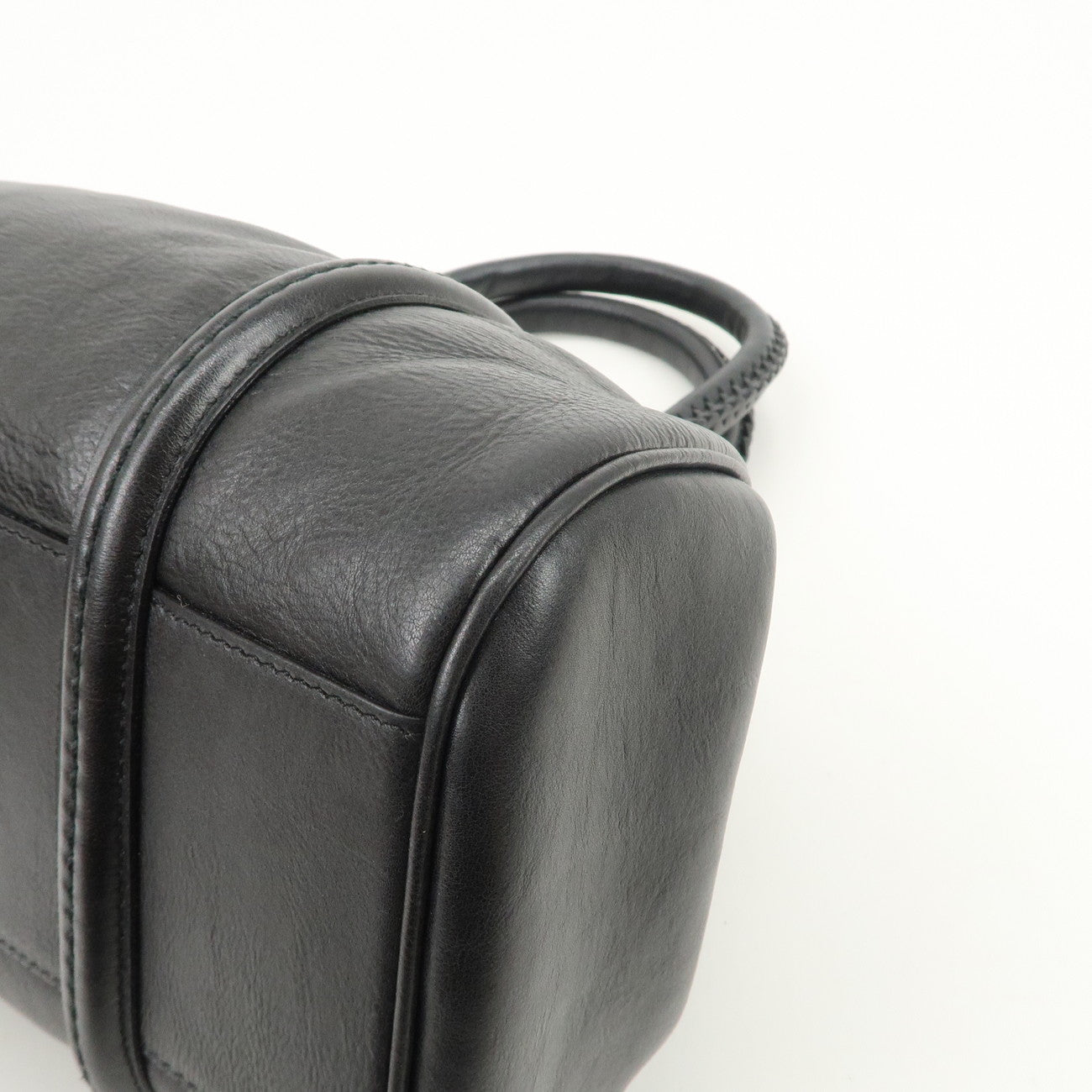 Christian Dior Logo Leather Hand Bag Shoulder Bag Black Silver