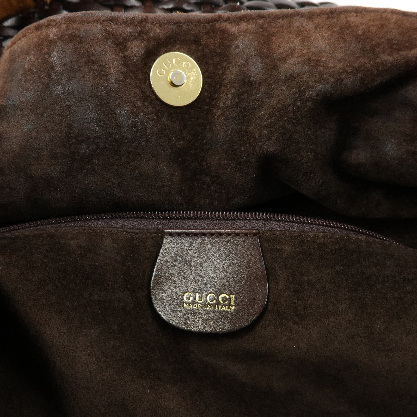 GUCCI Bamboo Leather 2Way Bag Hand Bag Shoulder Bag Brown 001.2404