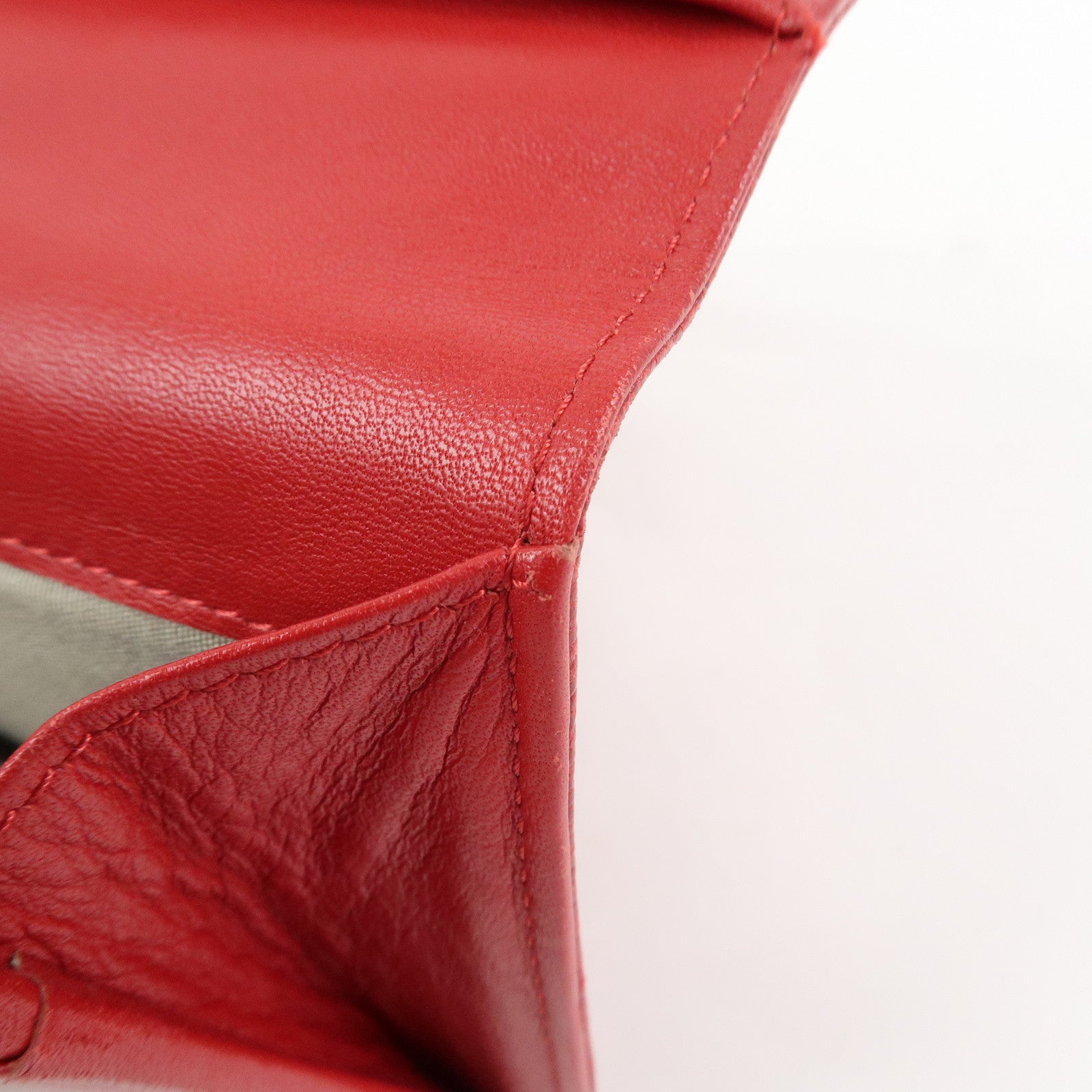 CHANEL COCO Mark Caviarskin Bi-Fold Long Wallet Red