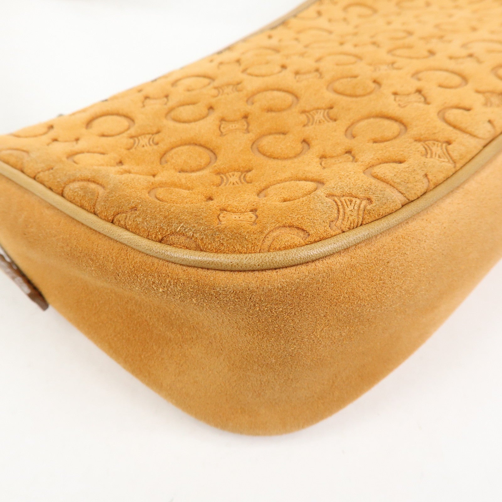 CELINE C Macadam Suede Leather Shoulder Bag Hand Bag Brown