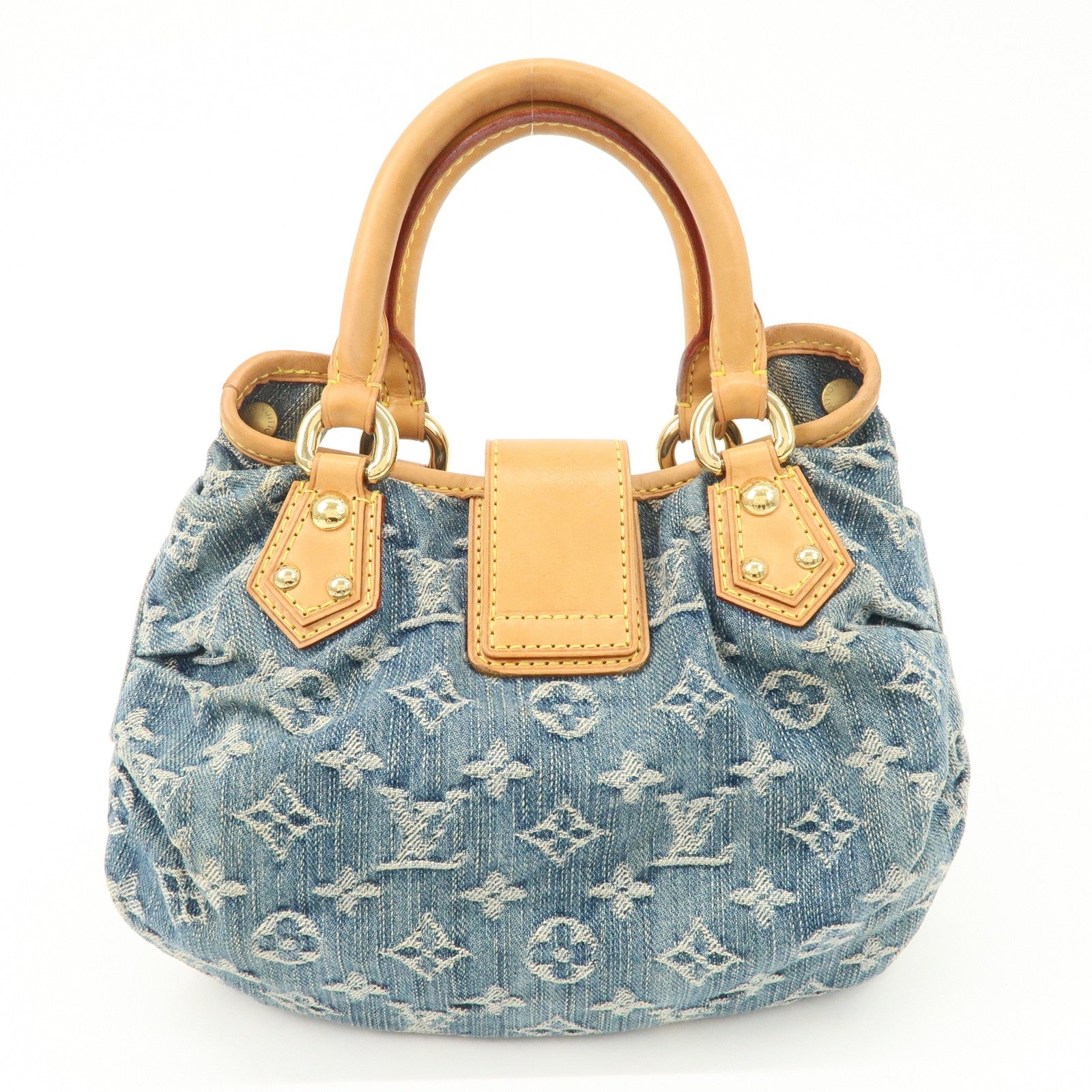 Louis Vuitton Monogram Denim Pleaty Hand Bag Blue M95020 Used
