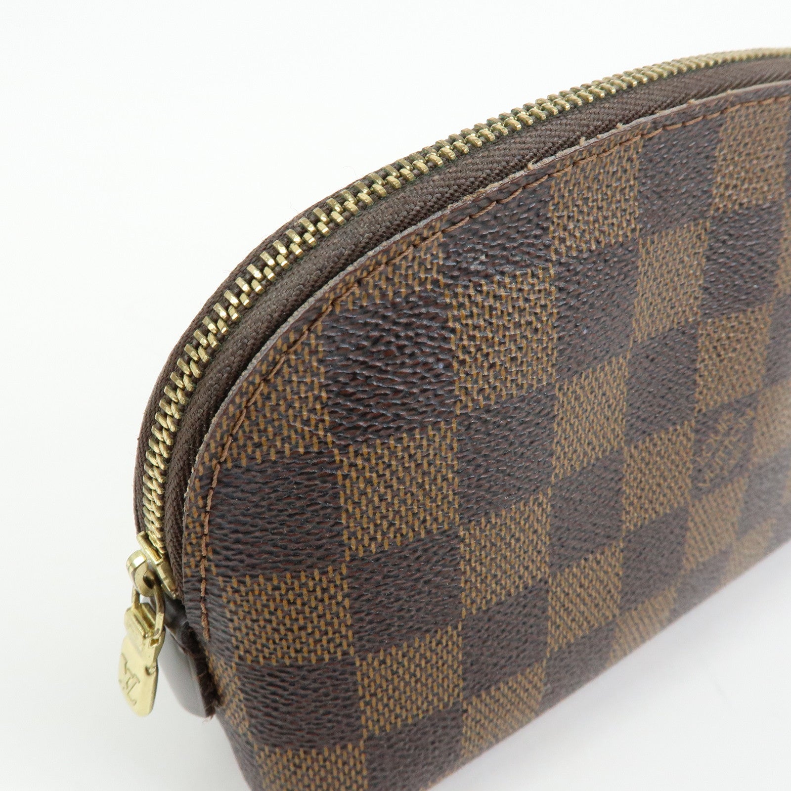 Louis Vuitton Damier Ebene Pochette Cosmetic PM Pouch Brown N47516