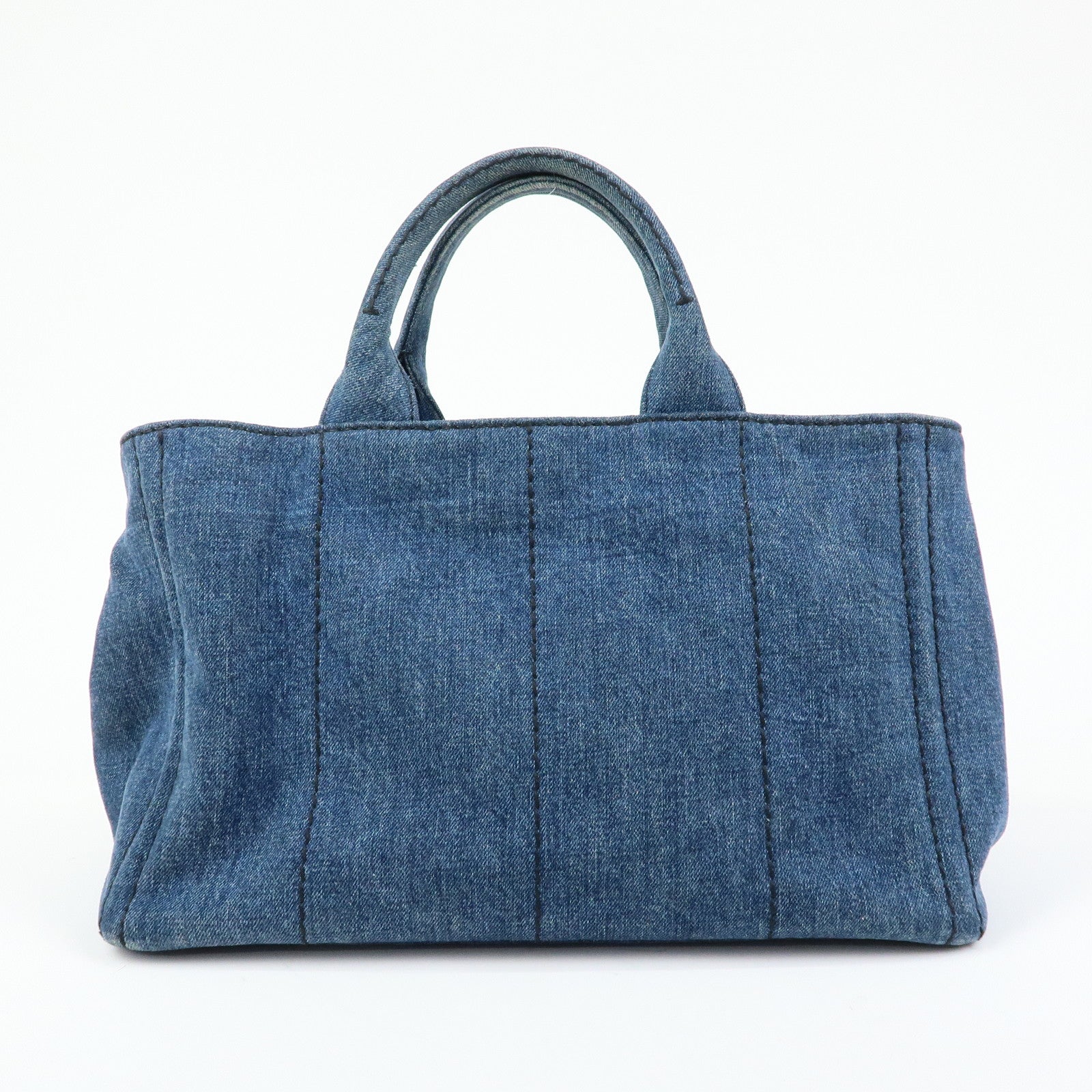 PRADA Triangle Logo Canapa Denim Large 2Way Bag Tote Bag B2642B