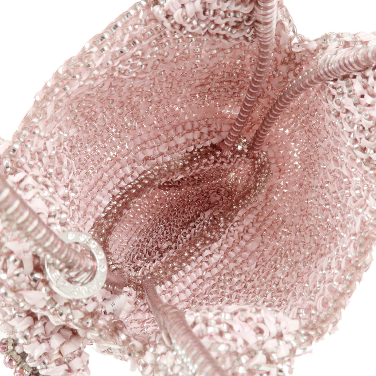 ANTEPRIMA Nylon PVC RASO HELLO KITTY Rhinestone Hand Bag Pink