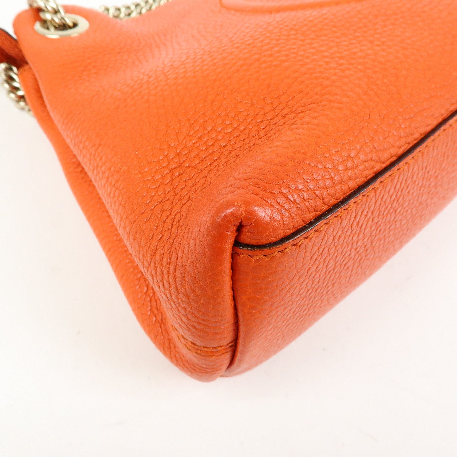 GUCCI SOHO Leather Tassel Chain Shoulder Bag Orange 387043
