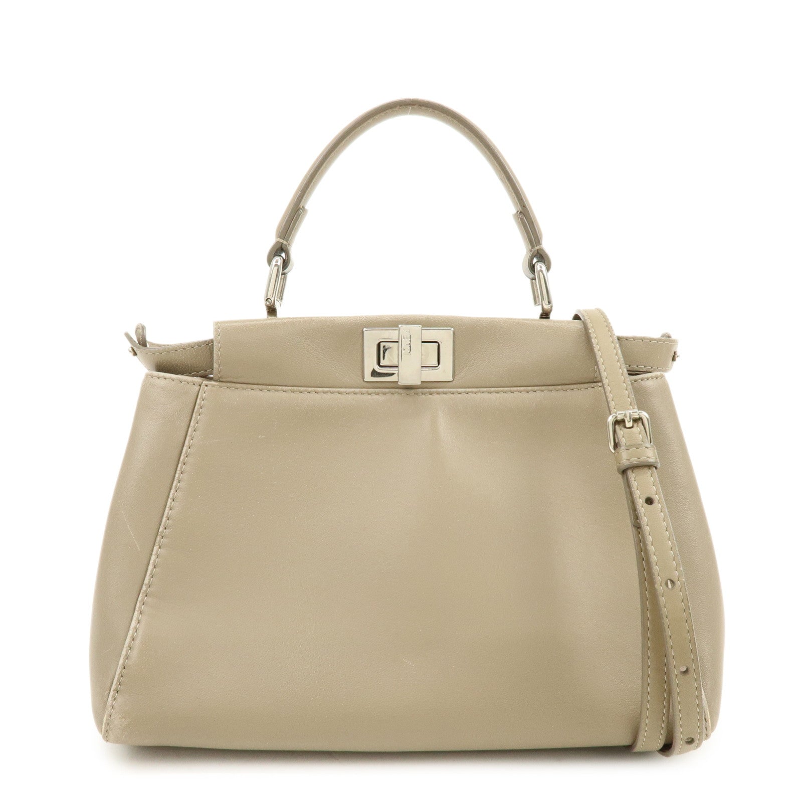 FENDI Mini Peekaboo 2Way Shoulder Bag Hand Bag Brown 8BN244