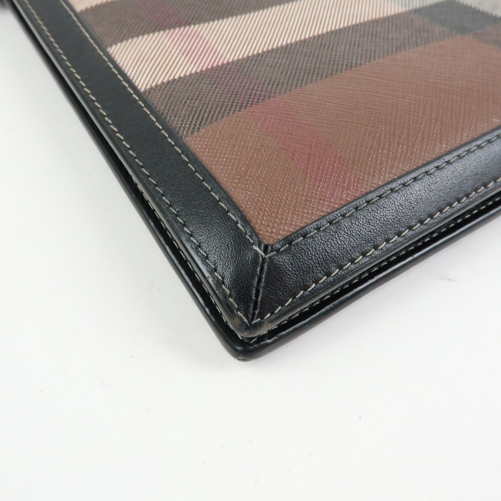BURBERRY PVC Clutch Bag Flat Pouch Hand Bag Brown Black Ivory