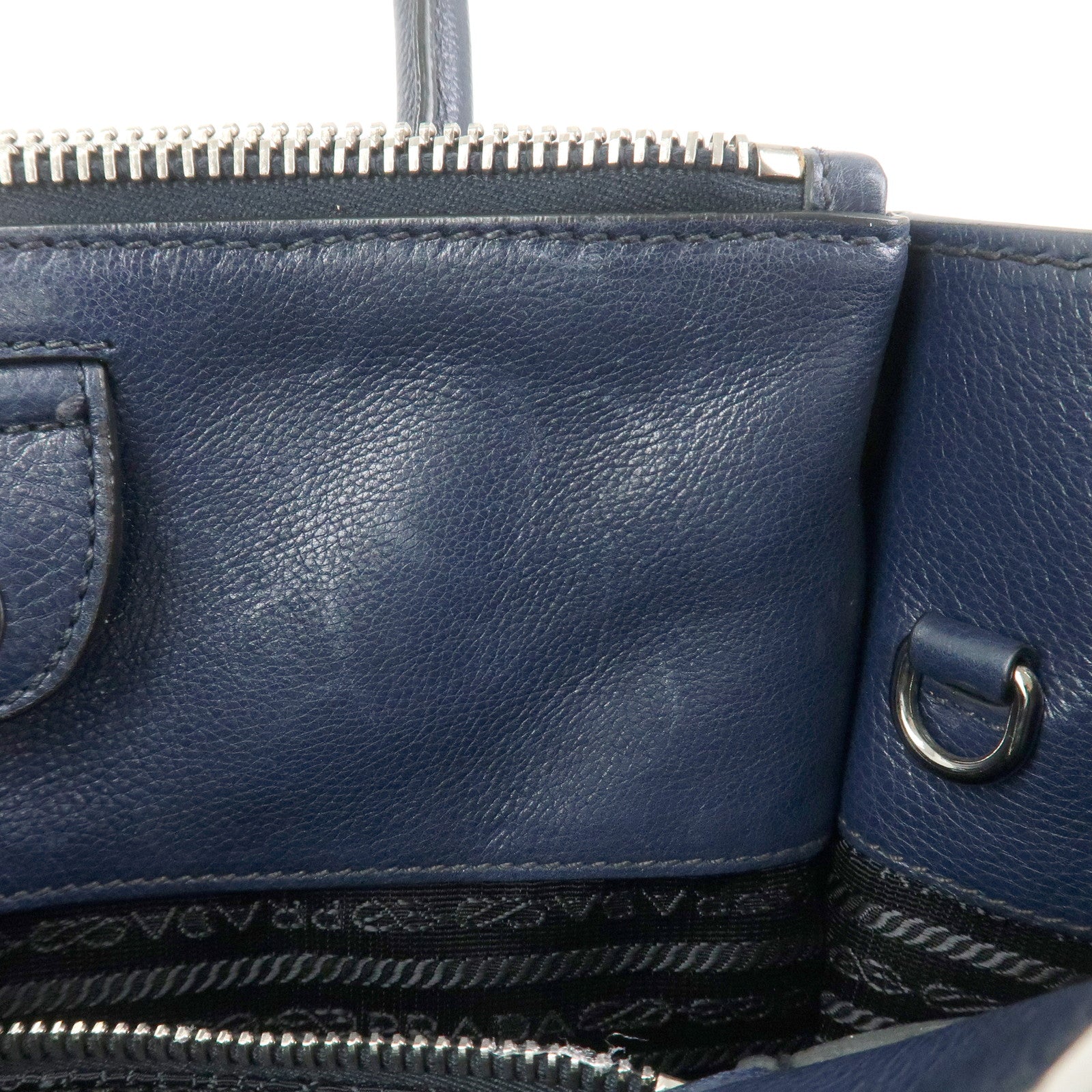 PRADA Triangle Logo 2 Way Bag Tote Bag Shoulder Bag Navy B2625M