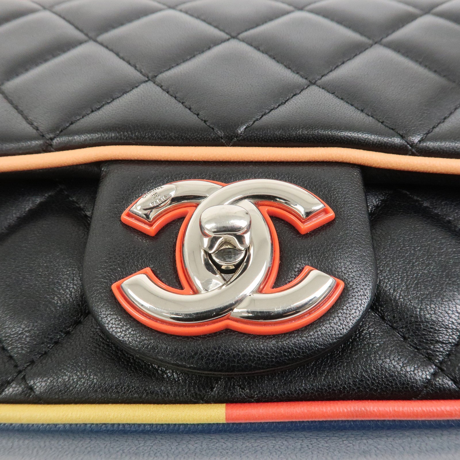 CHANEL Matelasse COCO Mark Lamb Skin Shoulder Bag Multicolor A93691