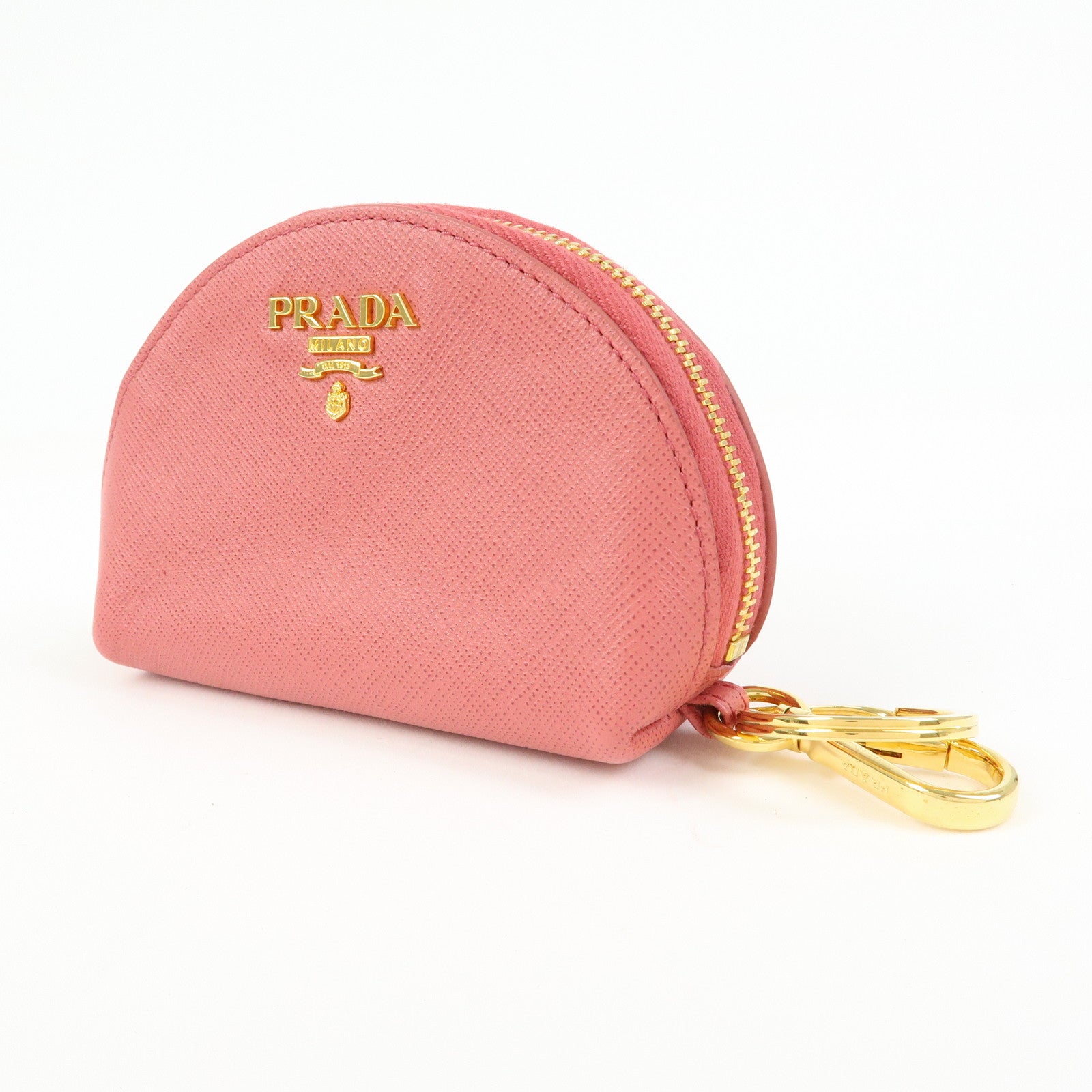 PRADA Saffiano Leather Bag Charm Accessory Pouch Pink 1M1218