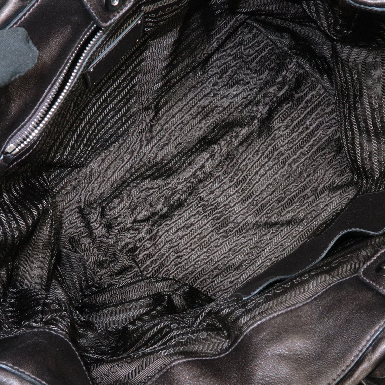 PRADA Nappa Leather Gathered Tote Bag Hand Bag Bronze BR3987 Used