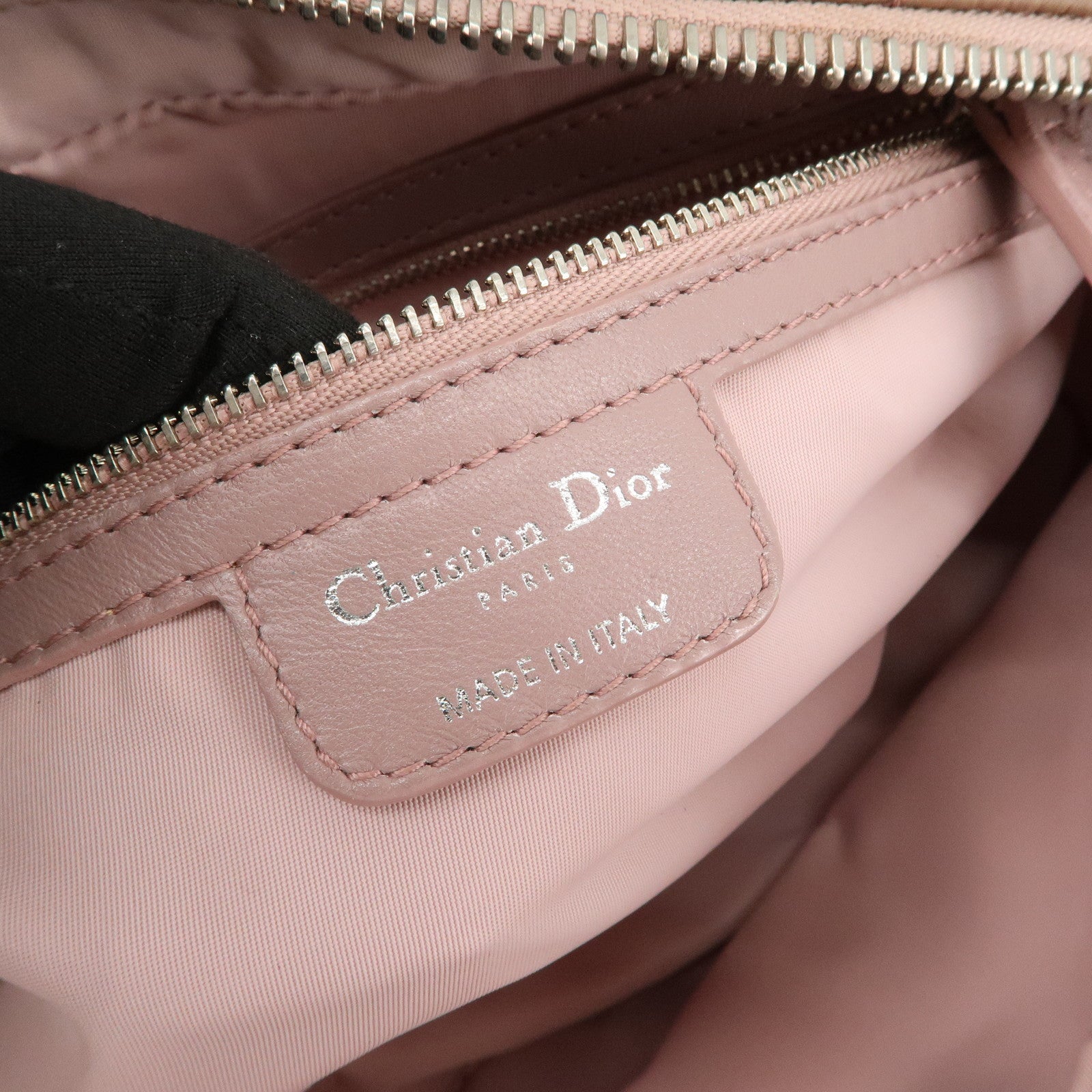 Christian Dior Canage Nylon Leather Hand Bag Pink
