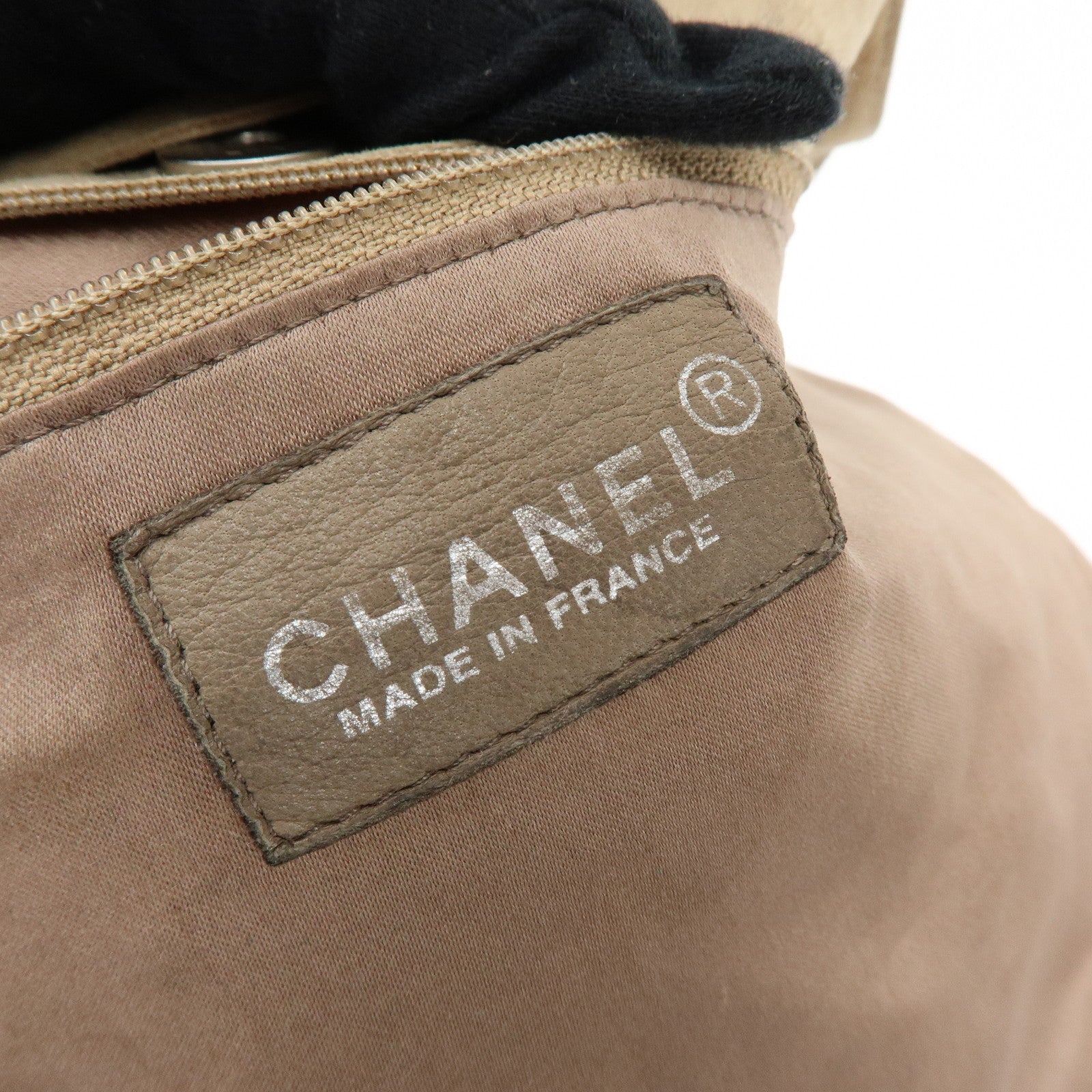 CHANEL Suede Patchwork Shoulder Bag Tote Bag Beige