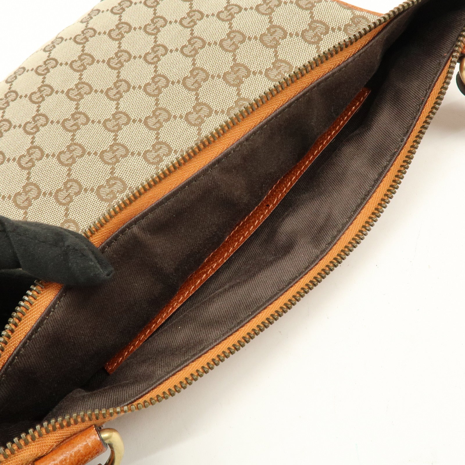 GUCCI GG Canvas Leather Shoulder Crossbody Bag Beige Brown 120893