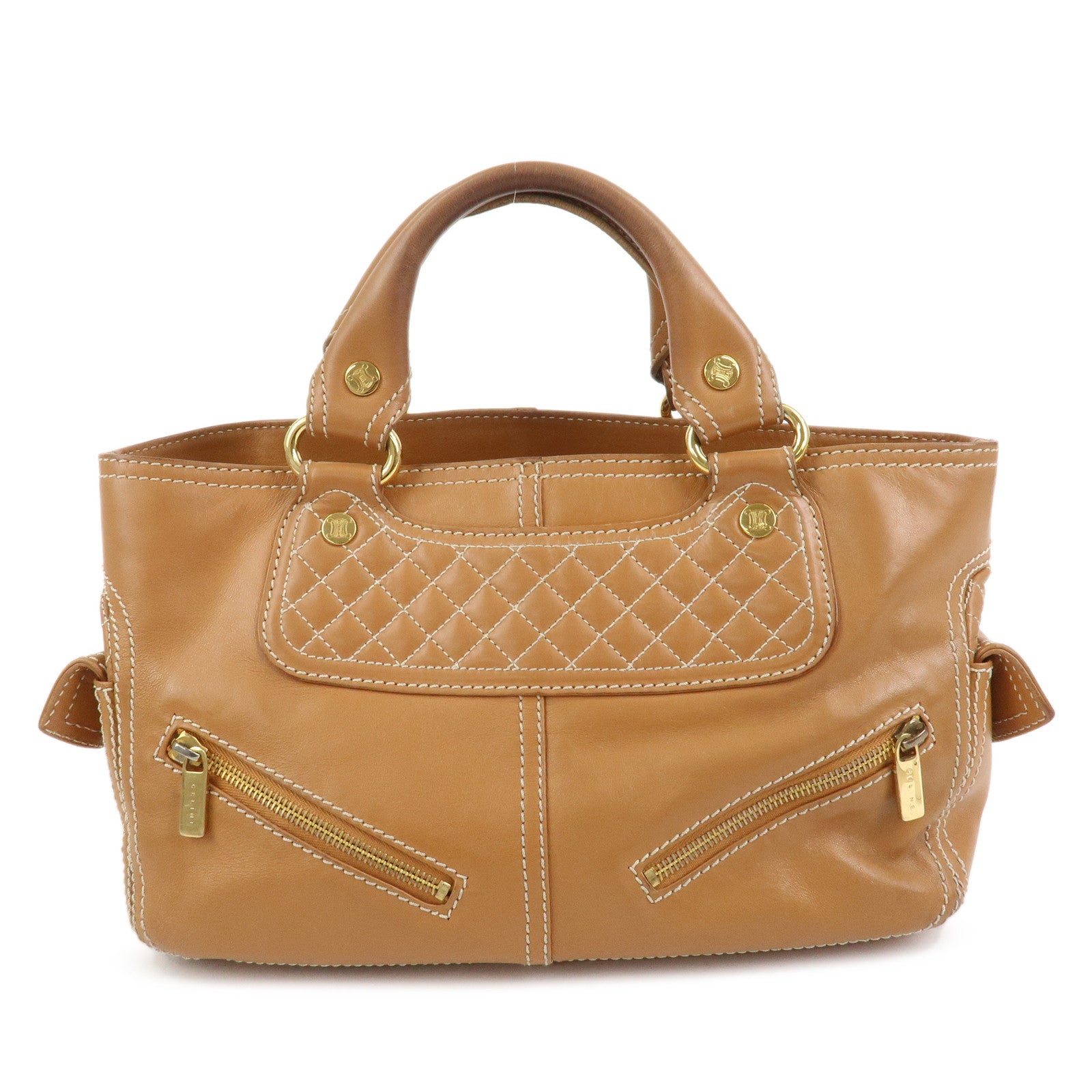 CELINE Macadam Leather Boogie Bag Hand Bag Tote Bag Brown