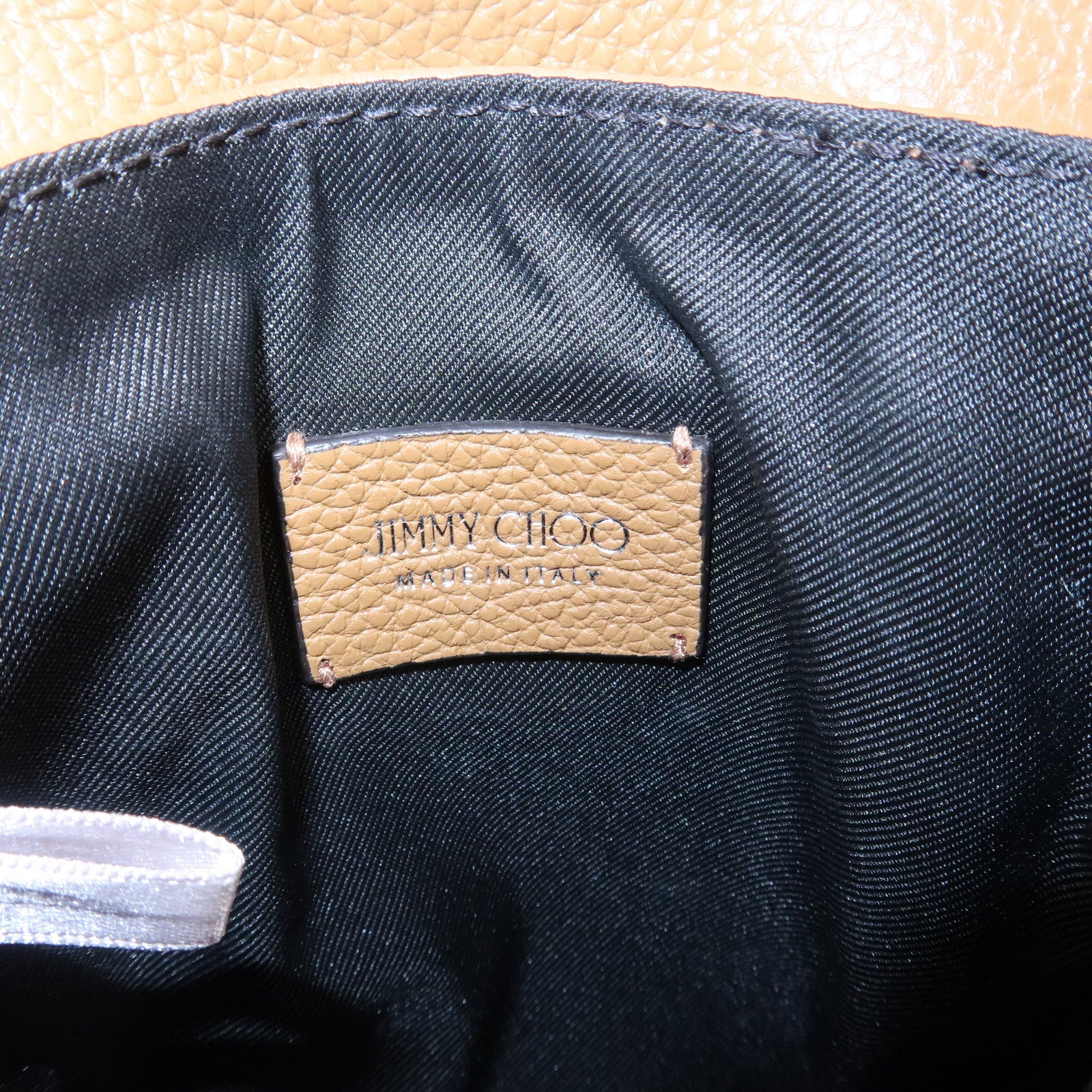 JIMMY CHOO Leather KIMI MESSANGER Studs Shoulder Bag Brown