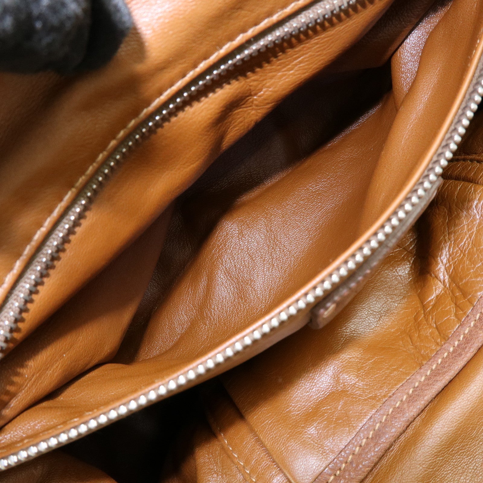 PRADA Triangle Logo Leather Boston Bag Hand Bag Doctor Bag Brown