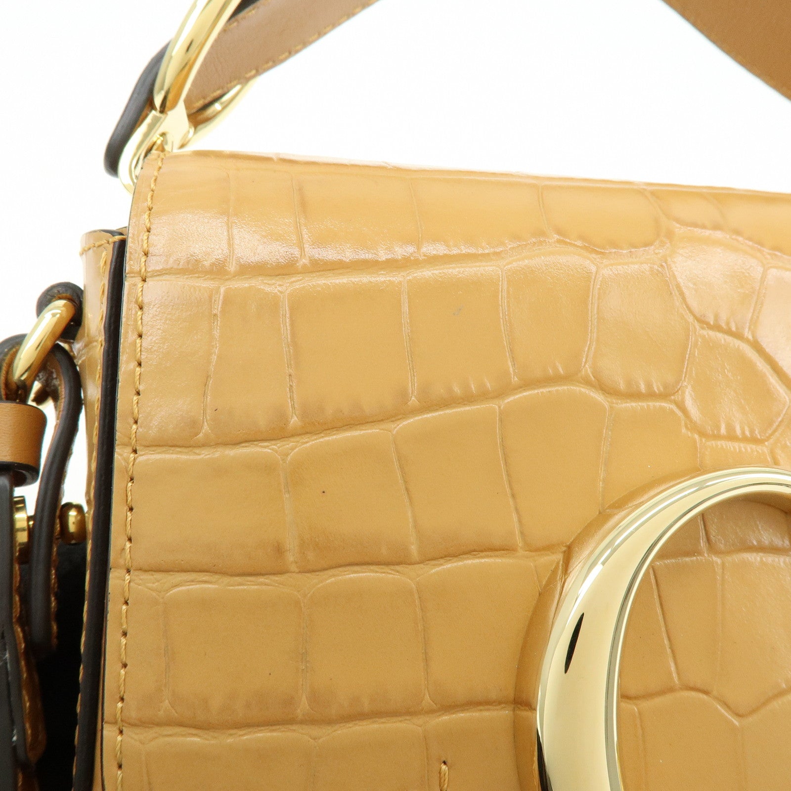 Chloe See By Chloe Embosssed Leather 2Way Bag Shoulder Bag Brown