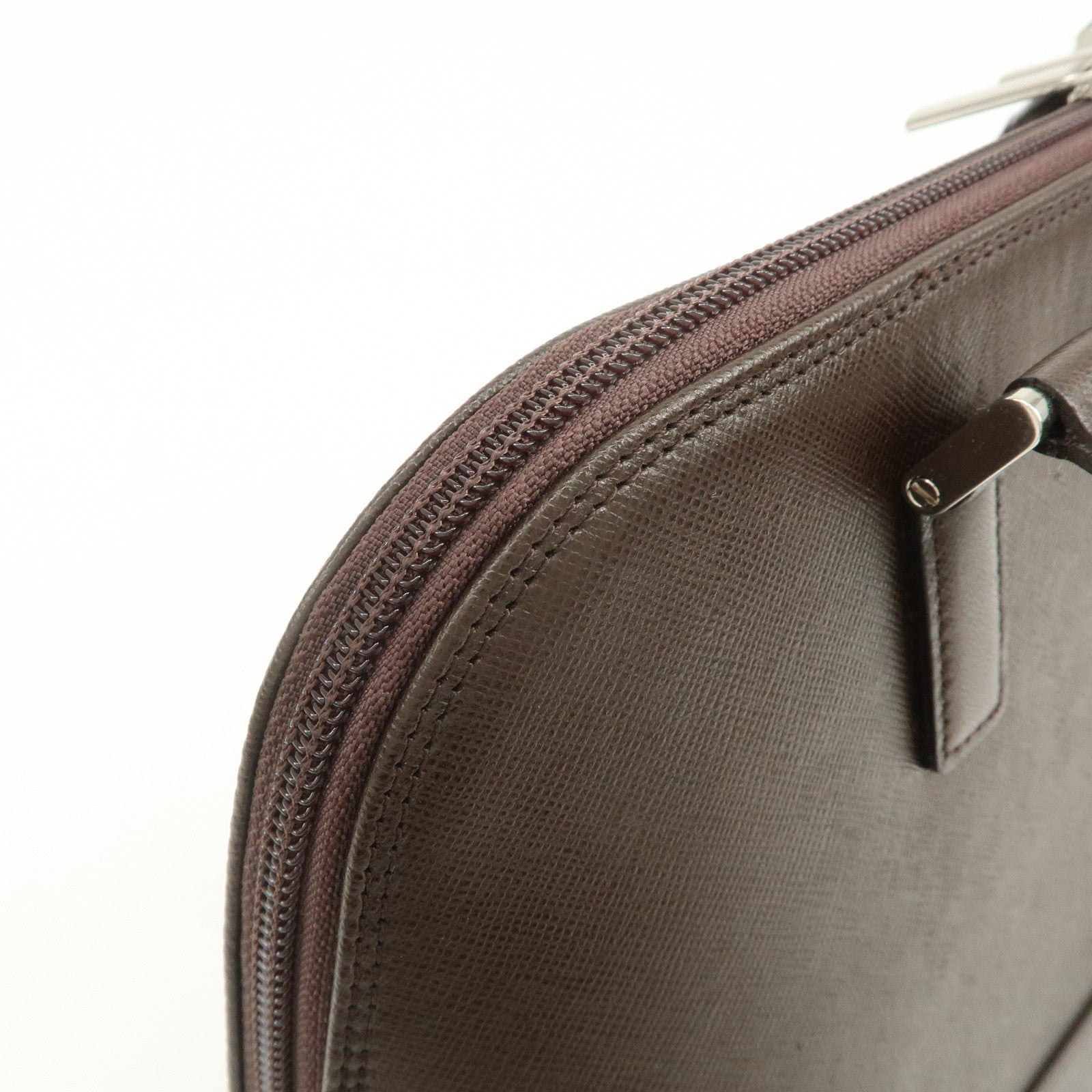 BURBERRY Logo Leather Hand Bag Brown