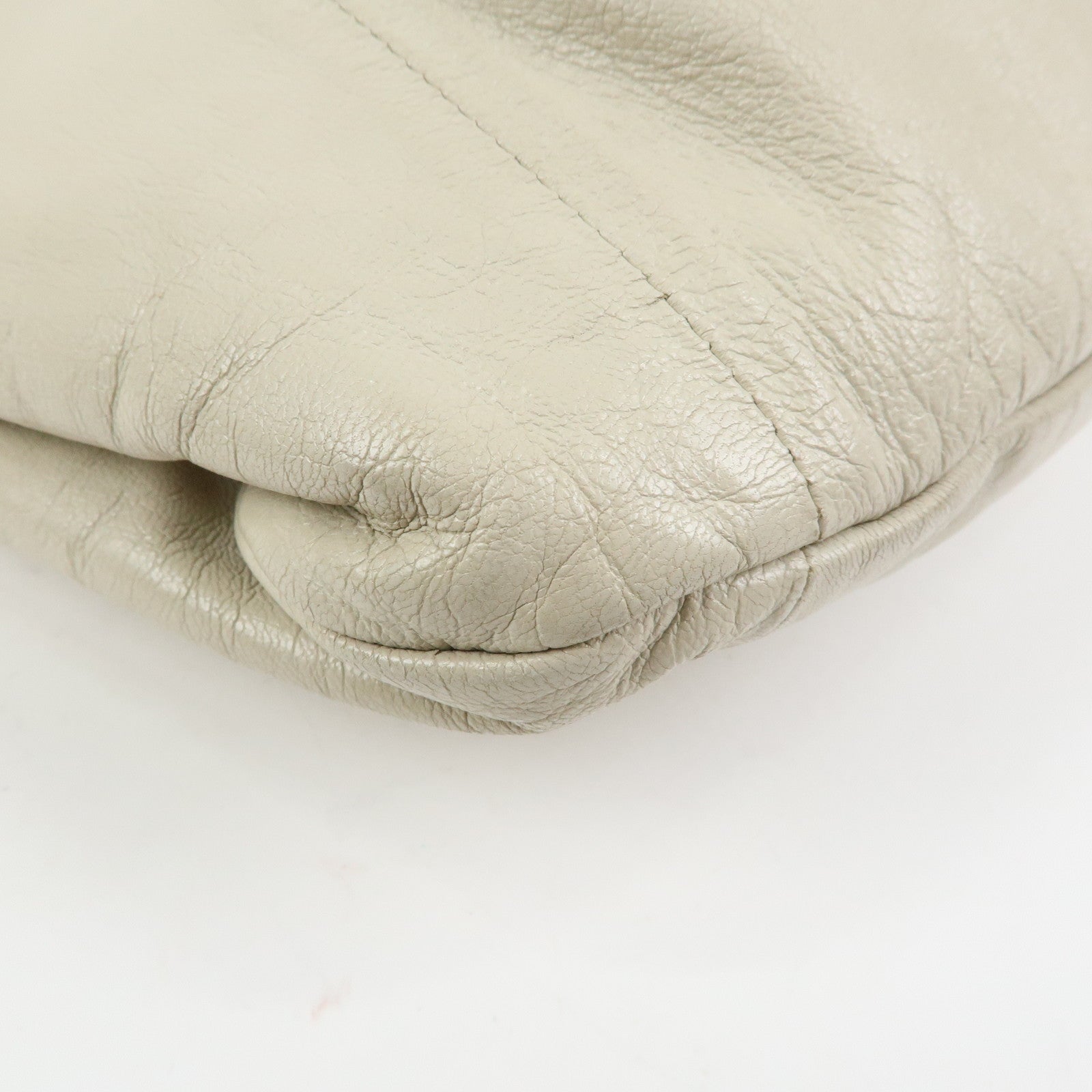 GUCCI Bamboo Leather Hand Bag Shoulder Bag Ivory 124293