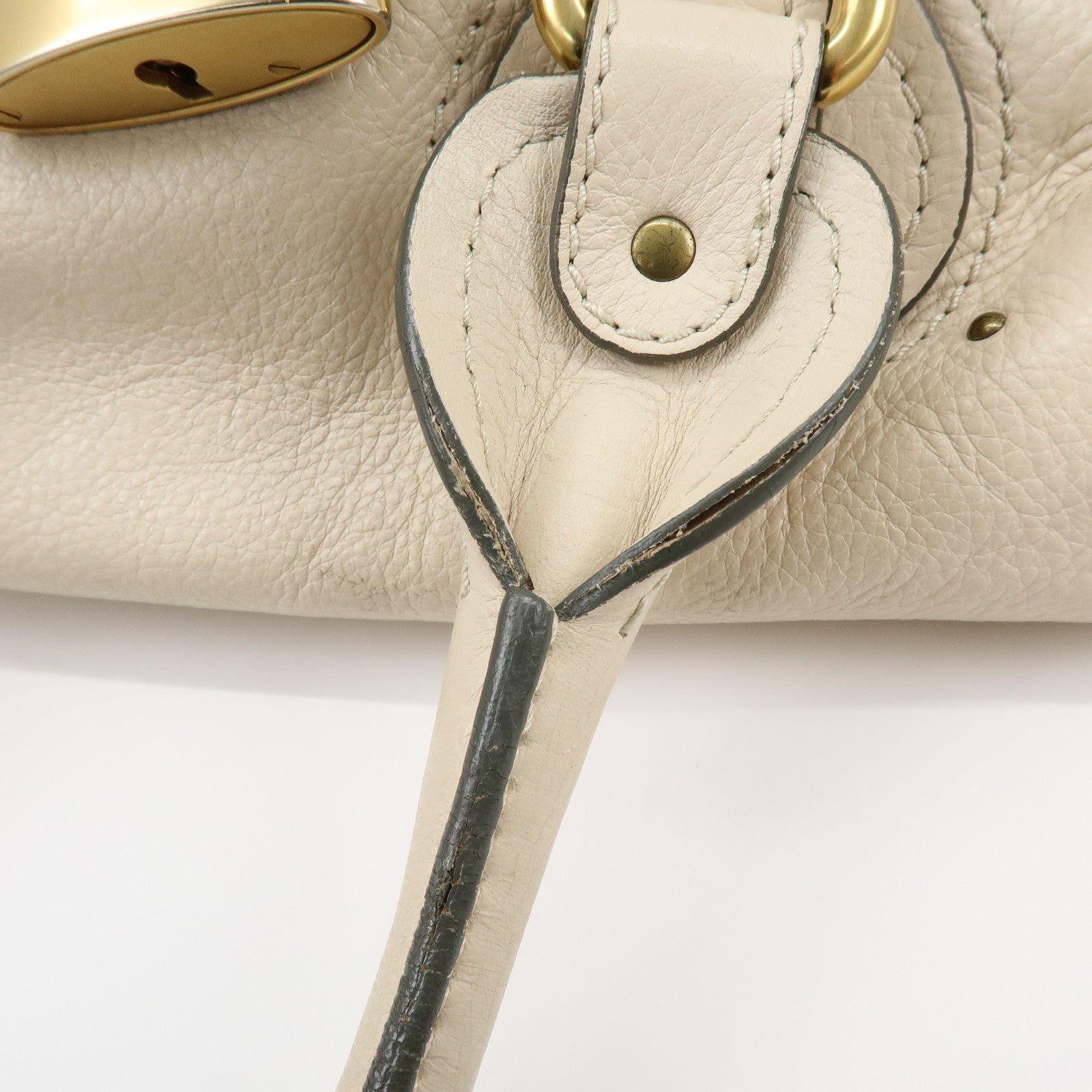 Chloe Paddington Leather Hand Bag Boston Bag Shoulder Bag Ivory