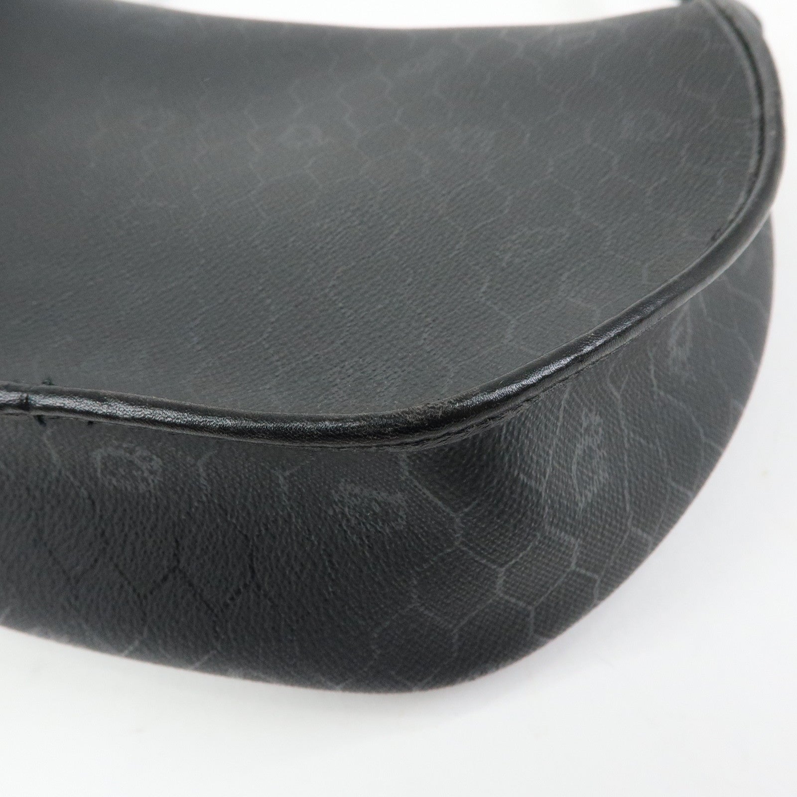 Christian Dior Honeycomb PVC Leather Shoulder Bag Crossbody Black